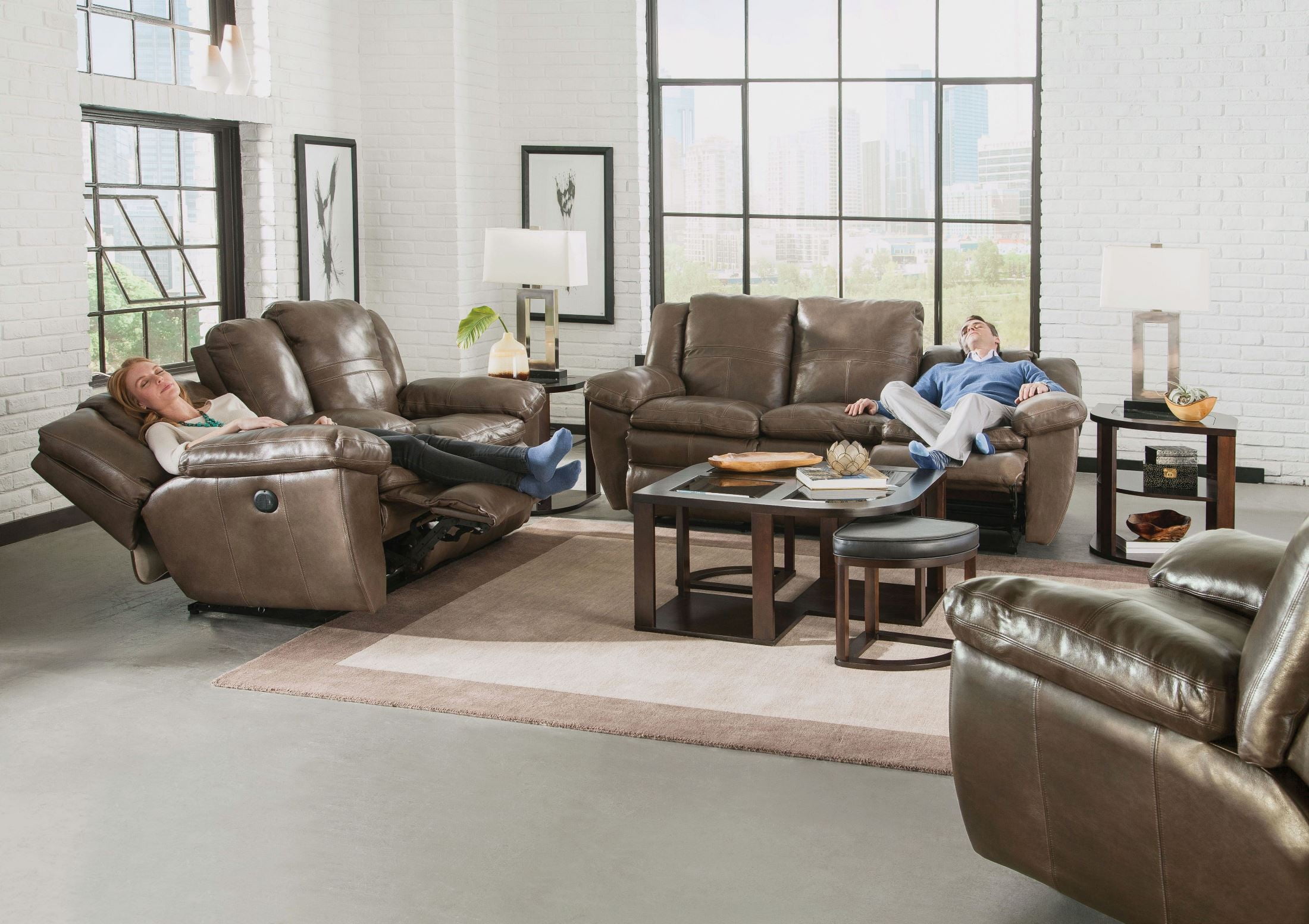 Aria Smoke Power Lay Flat Reclining Living Room Set