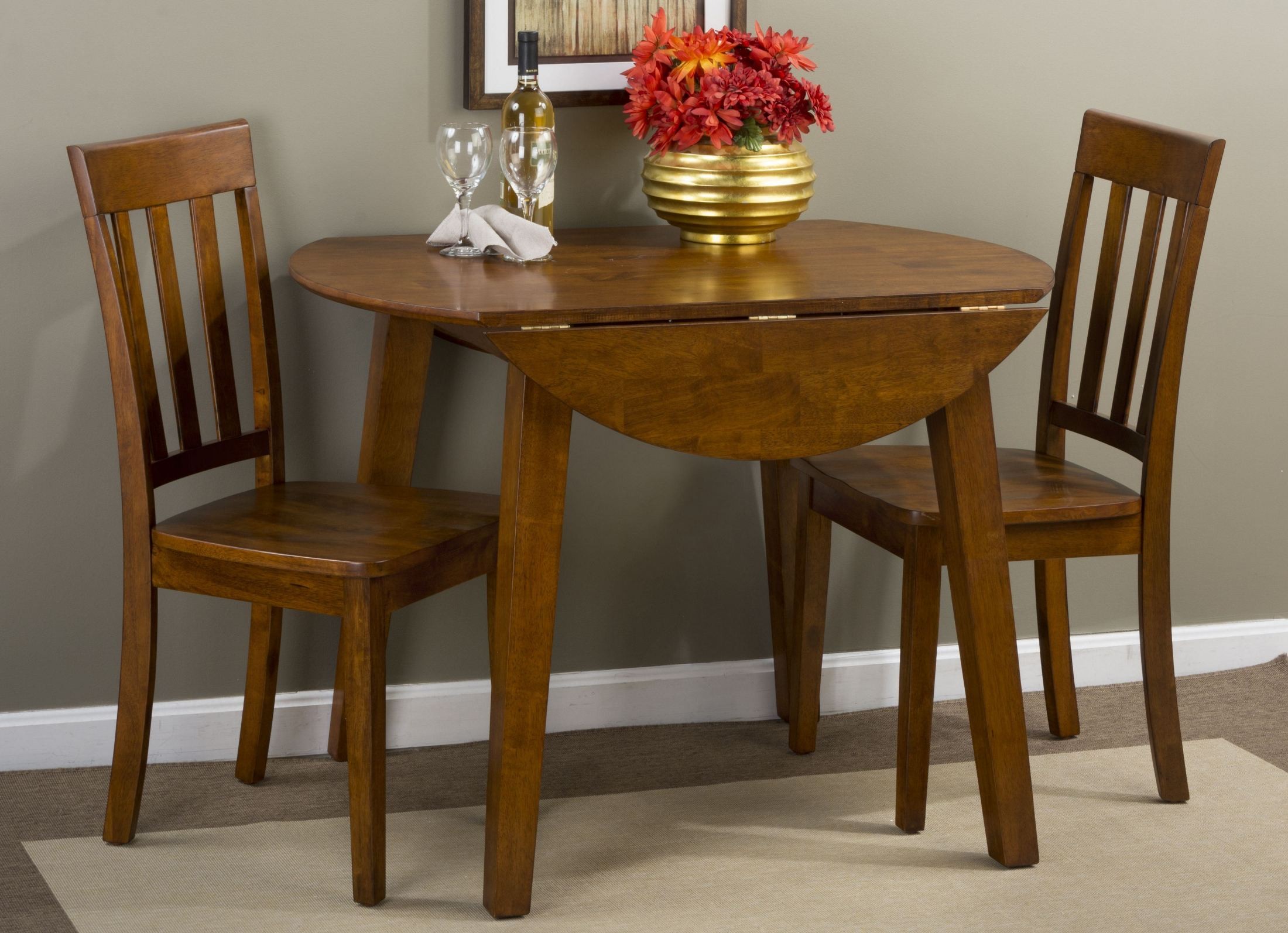 Drop Leaf Round Dining Room Table Real Wood