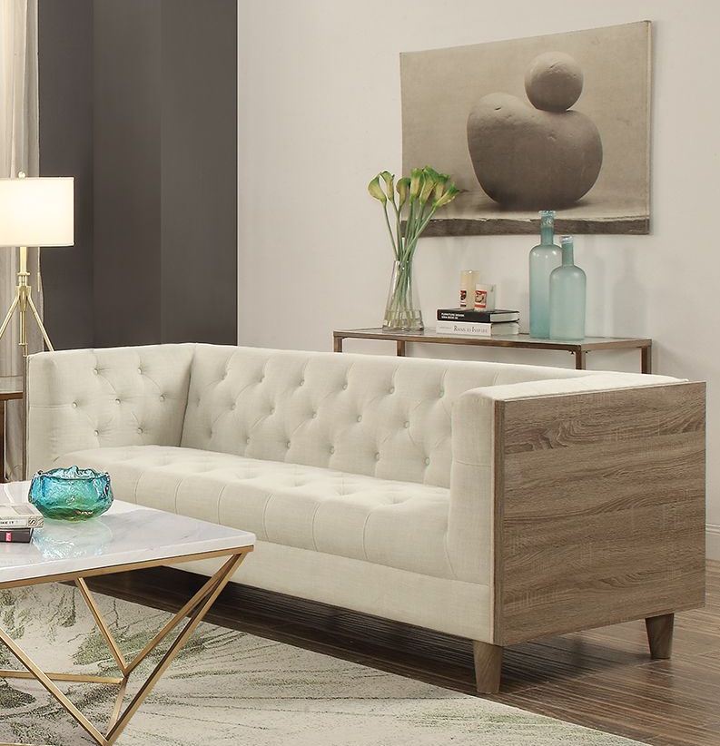 Coaster Fairbanks Weathered Taupe Living Room Set Sofa Loveseat