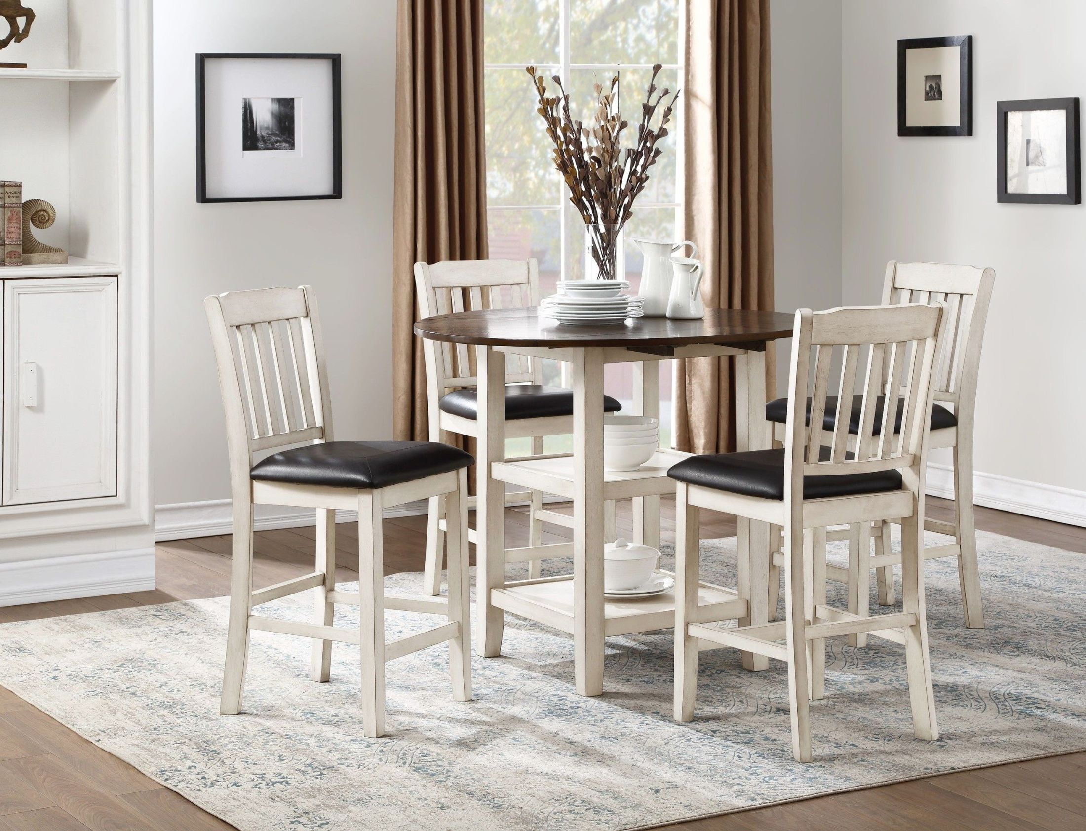 Kiwi Two Tone Drop Leaf Counter Hight Dining Room Set - Dining Room Table Height Cm Kiwi Two Tone Drop Leaf Counter Hight Dining Room Set - Dining Room Table Height Cm