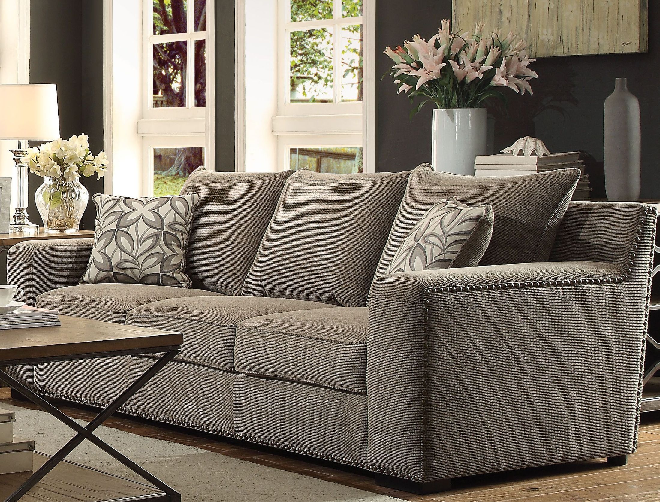 Ushury Gray Chenille Sofa