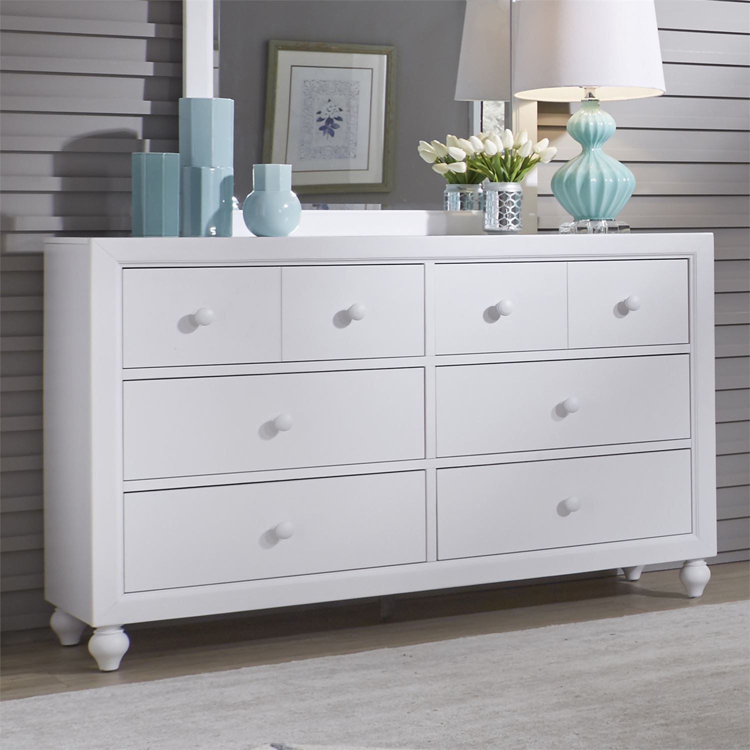 Cottage View White 6 Drawer Dresser 1stopbedrooms