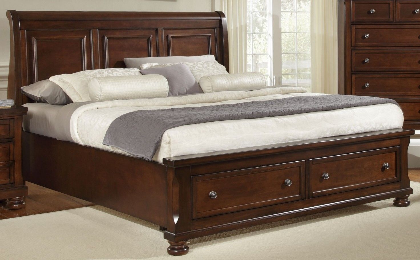 cherry wood bed frame king