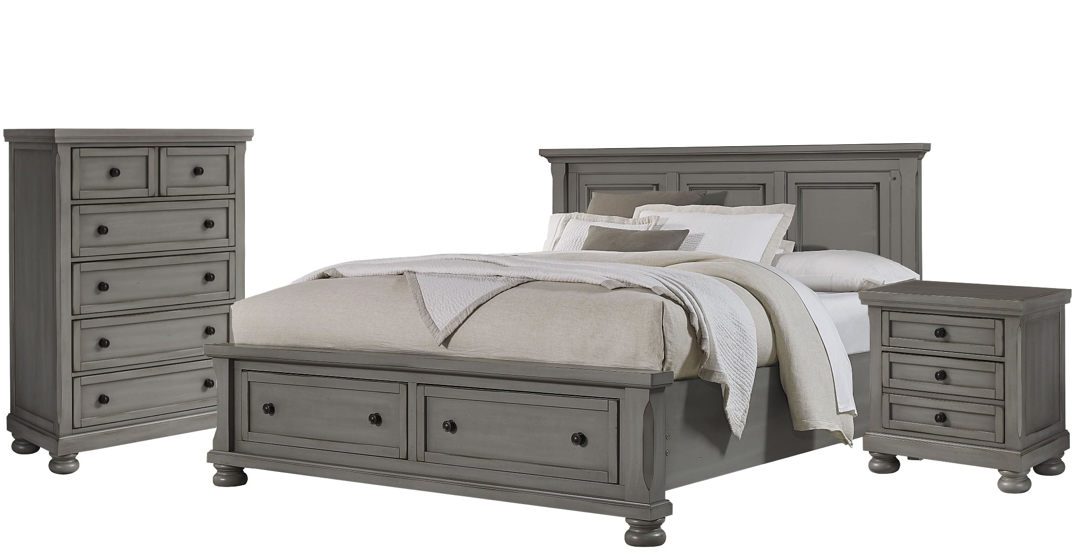 Reflections Antique Pewter Mansion Storage Bedroom Set ...