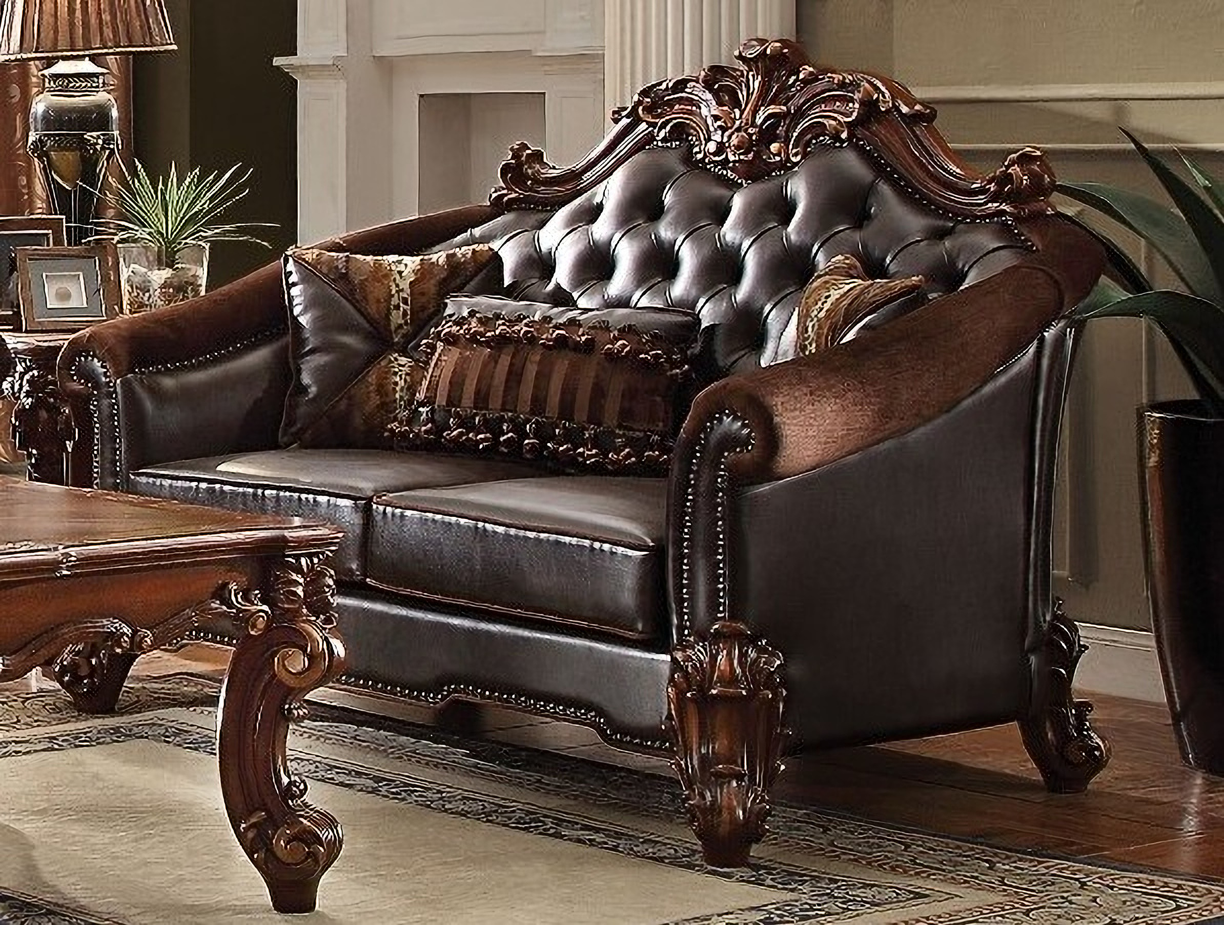 Acme Vendome 2-Piece Living Room Set in Cherry - 1StopBedrooms.