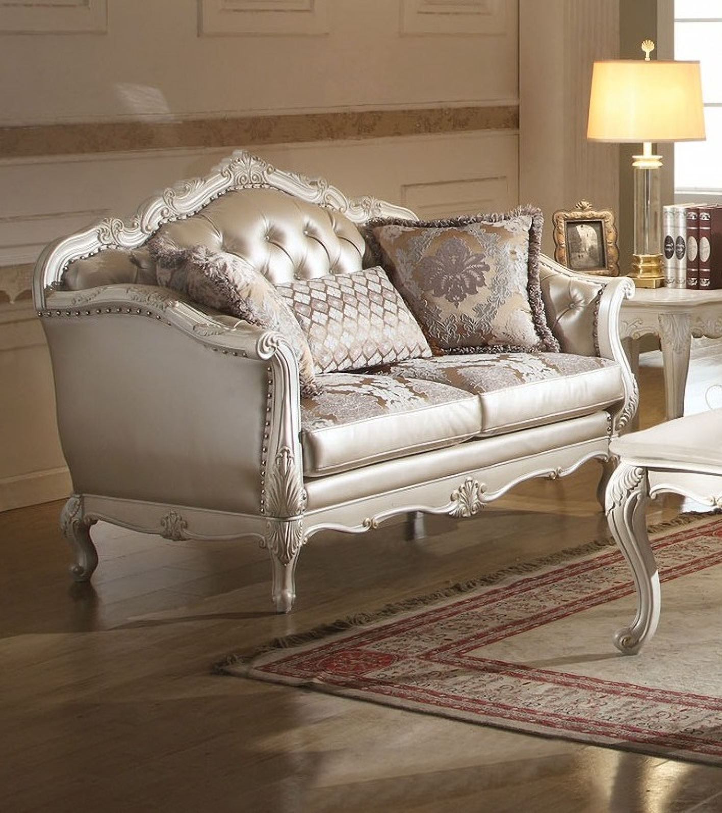 Acme Chantelle 2-Piece Living Room Set in Pearl White ...