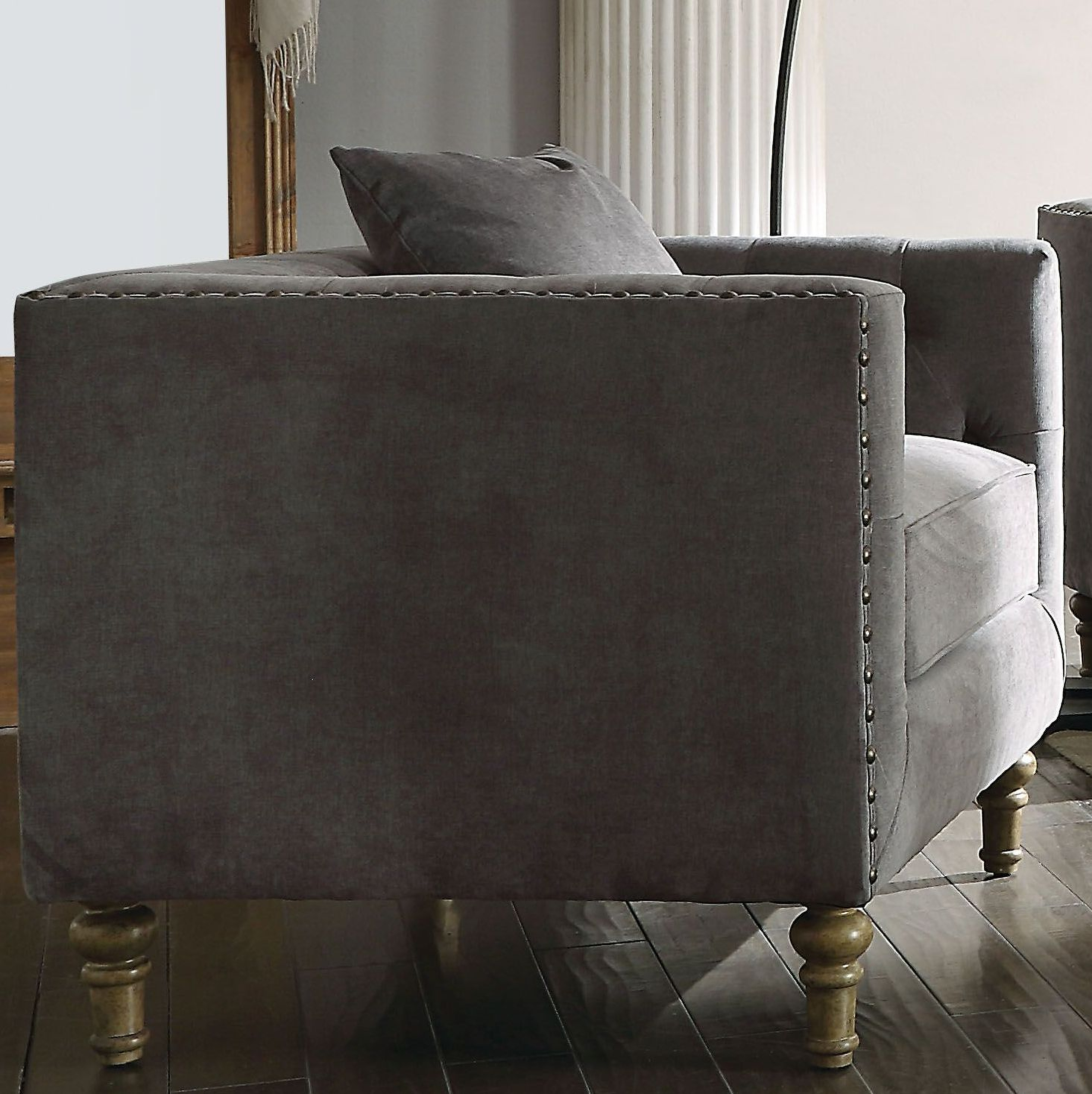 Sidonia Gray Velvet Living Room Set - 1StopBedrooms.