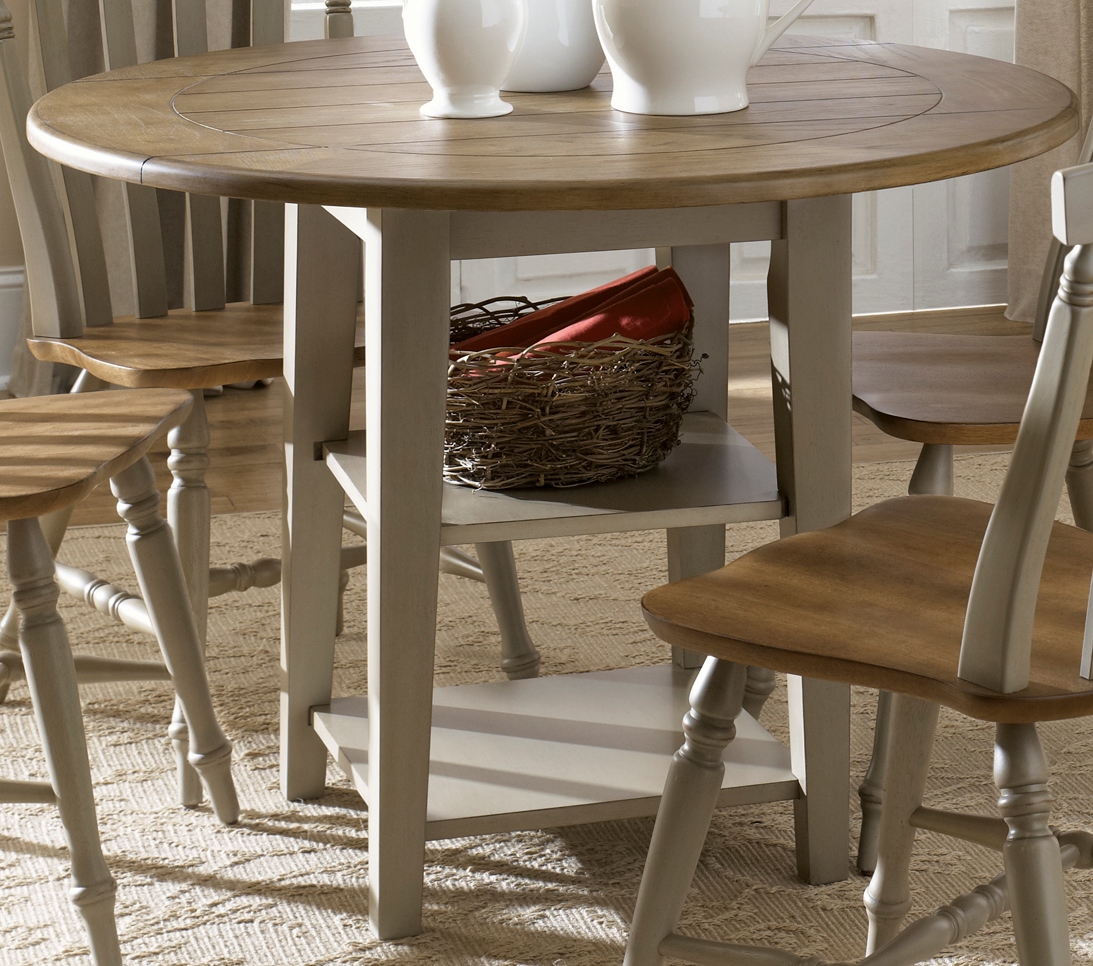 Al Fresco Driftwood And Taupe Drop Leaf Leg Dining Table