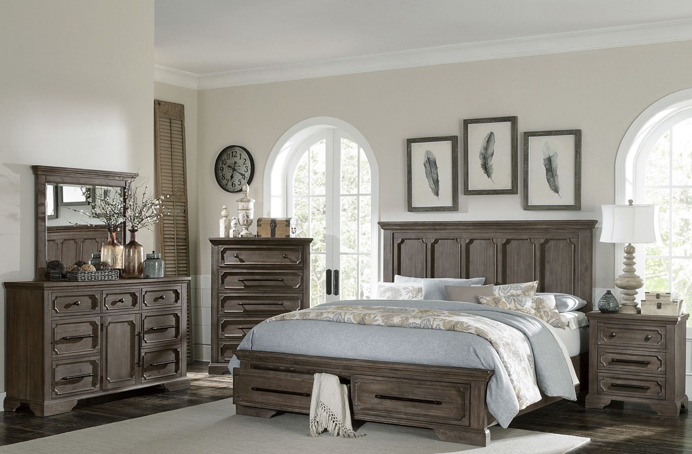 Toulon Unique Rustic Storage Bedroom Set 1stopbedrooms