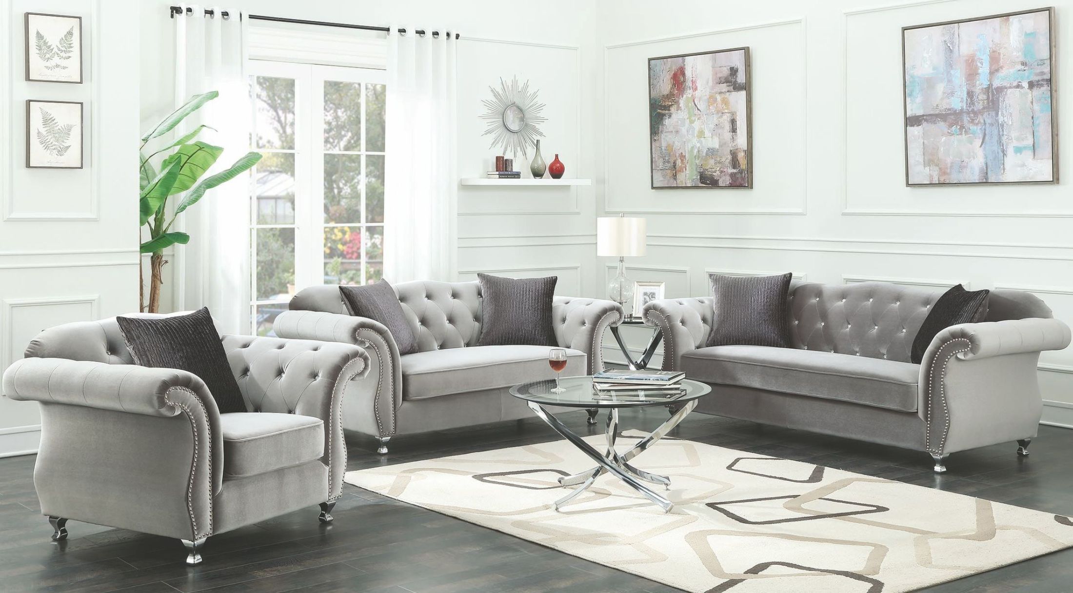 Frostine Silver Living Room Set 1stopbedrooms