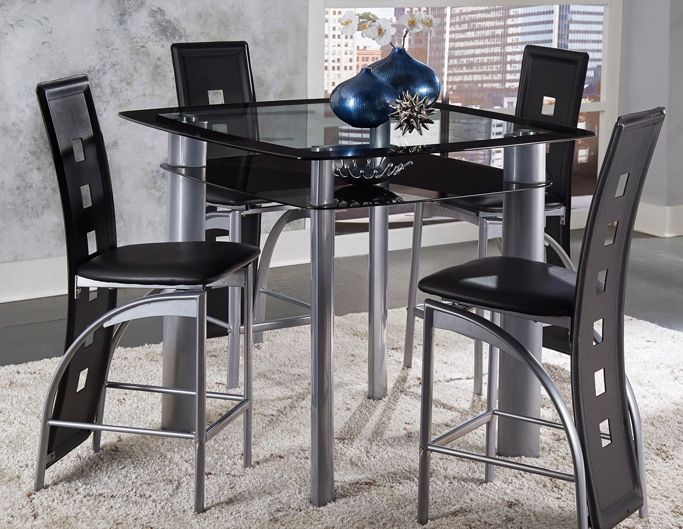 Sona Black And Silver Counter Height Dining Table 1stopbedrooms