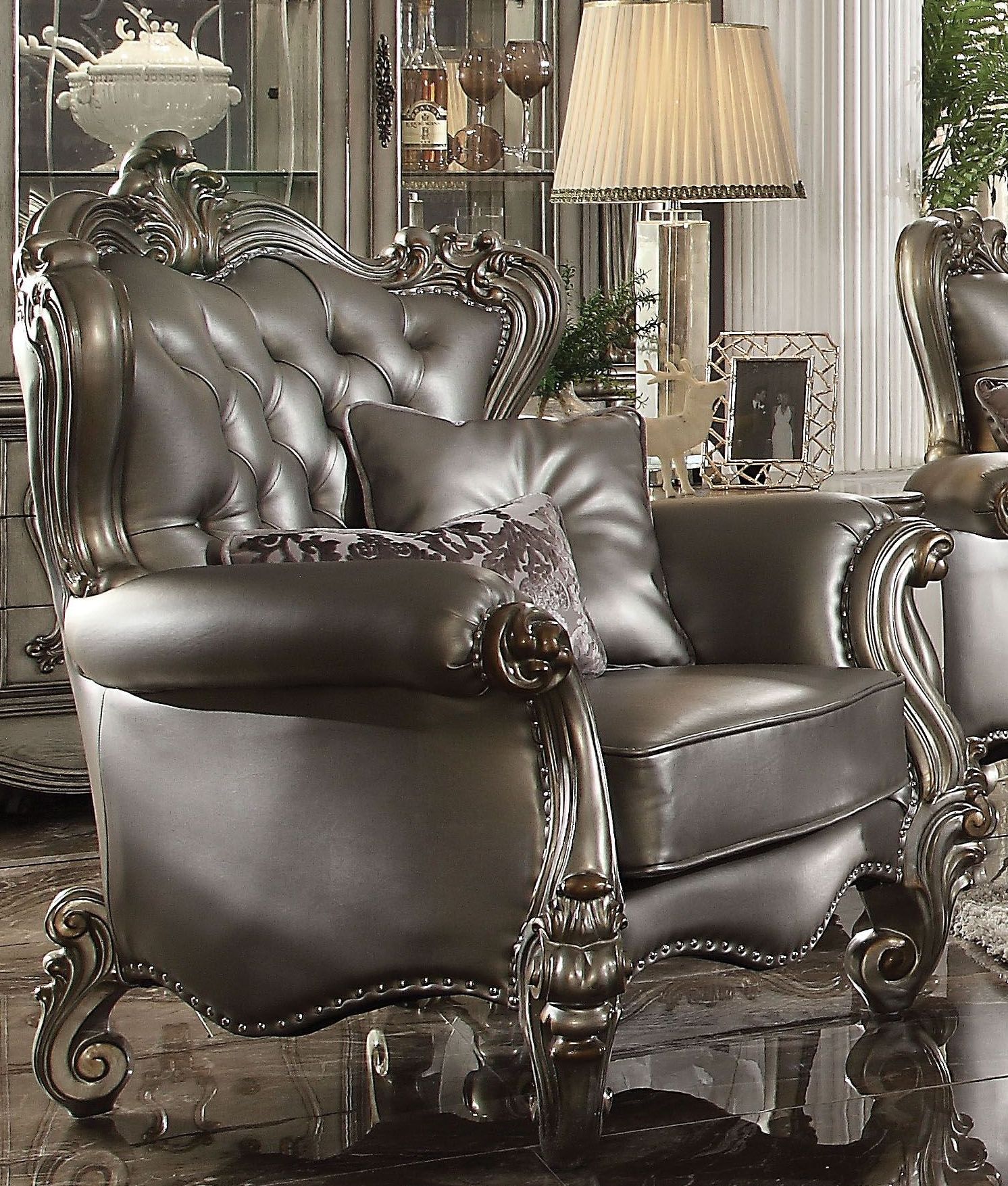 Versailles Silver Antique Platinum Living Room Set - 1StopBedrooms.