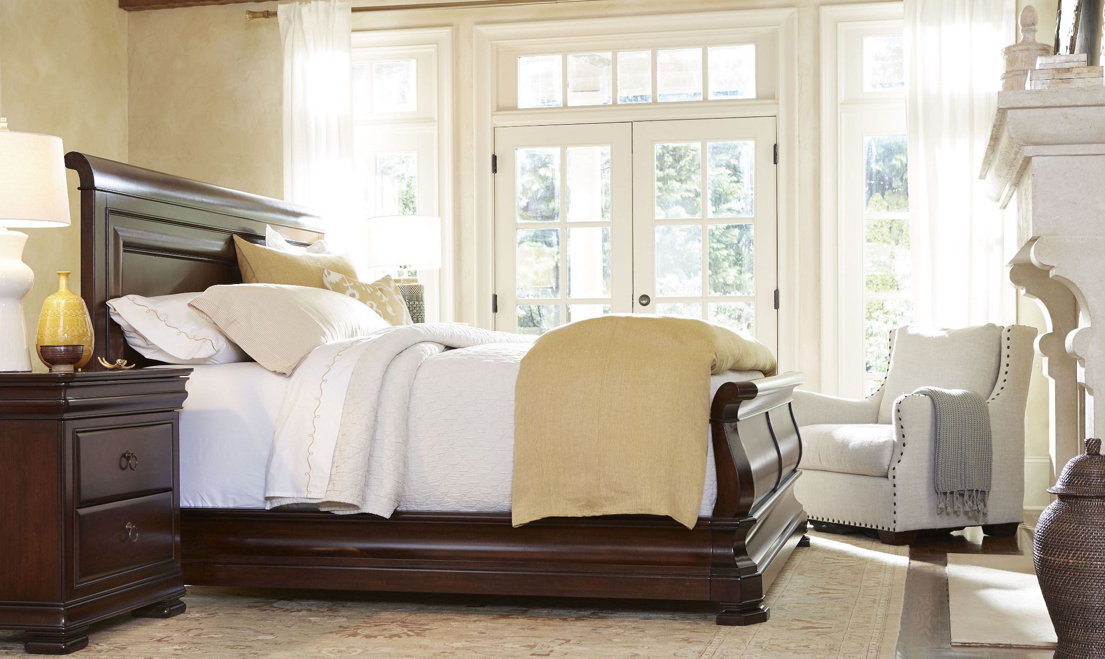 Reprise Classical Cherry King Sleigh Bed - 1StopBedrooms.