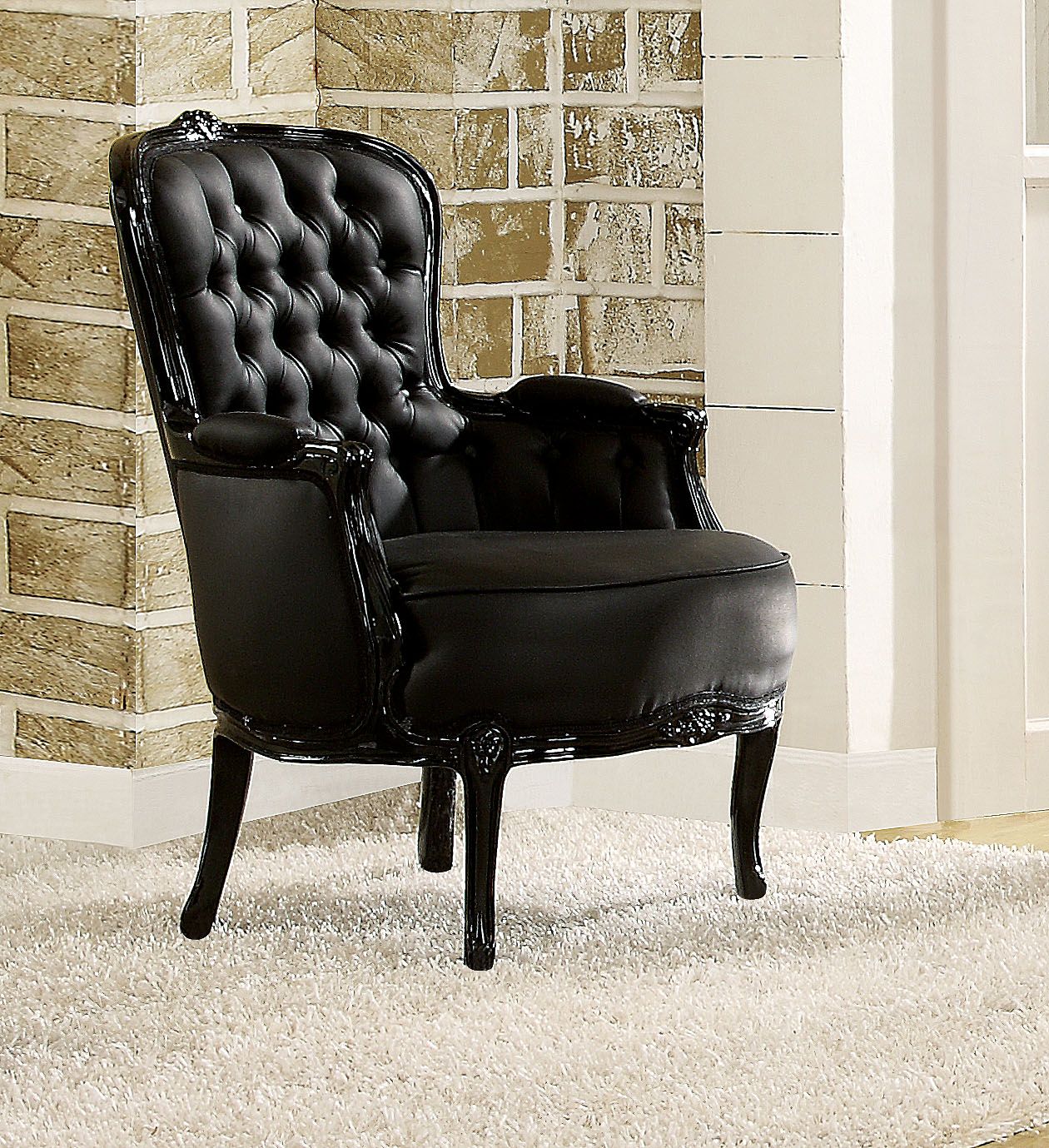 Cain Black Accent Chair - 1StopBedrooms.