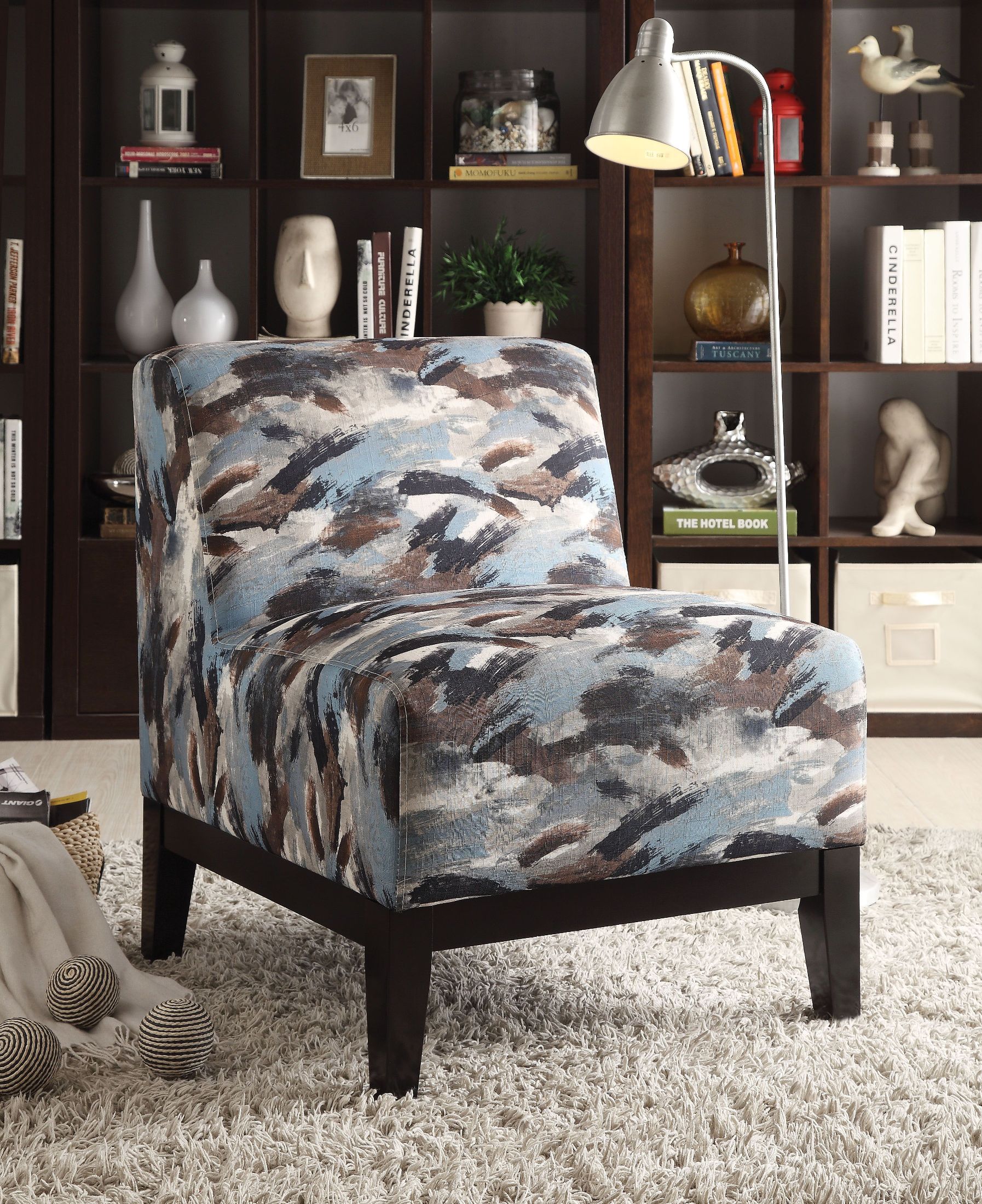 Hinte Pattern Blue And Gray Accent Chair 1stopbedrooms