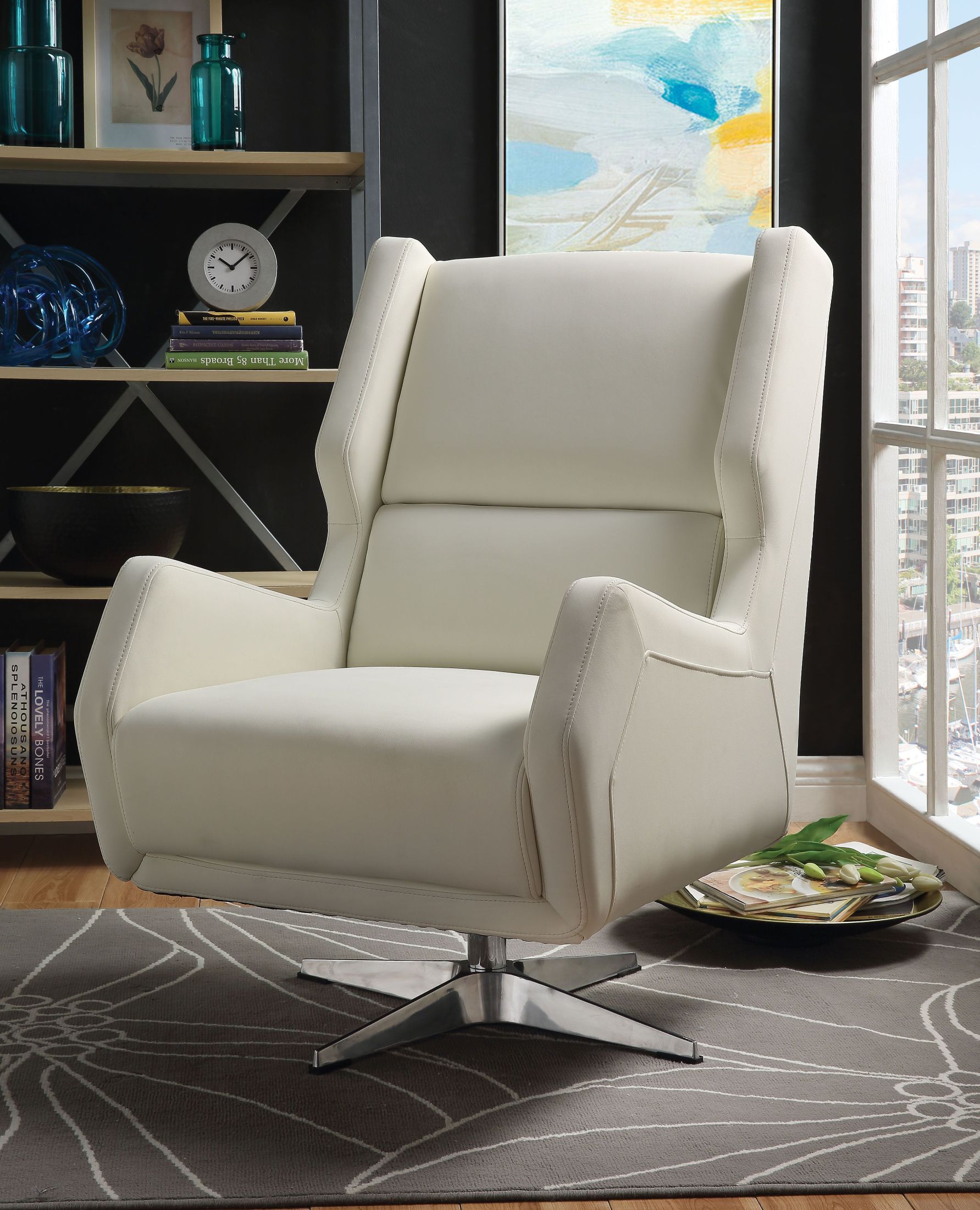 Eudora Ii White Leather Gel Accent Chair - 1StopBedrooms.