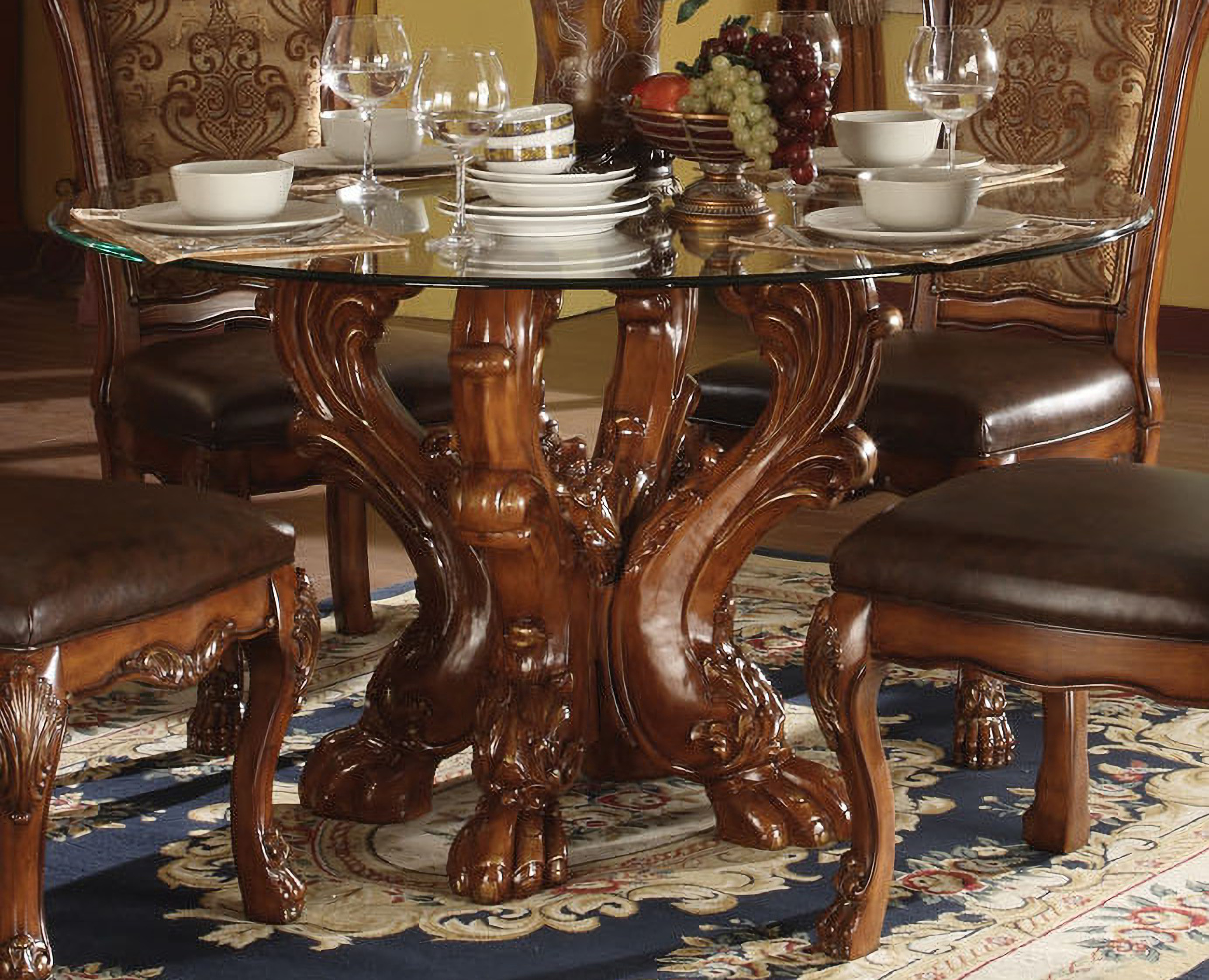 Acme Dresden 5 Pc Round Dining Table Set In Cherry 1stopbedrooms Acme Dresden 5 Pc Round Dining Table Set In Cherry Media Gallery 1