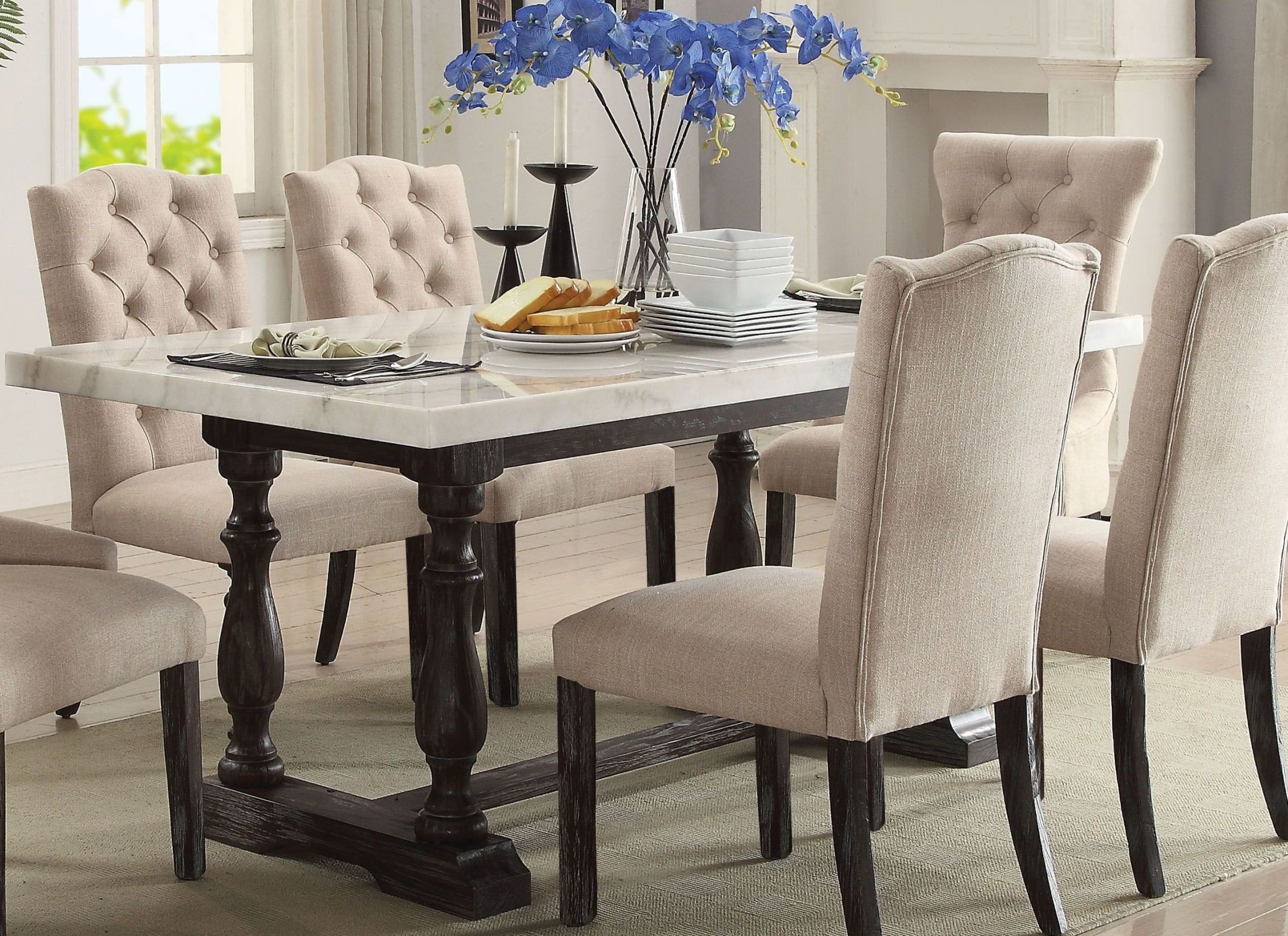 flaux marble dining room set