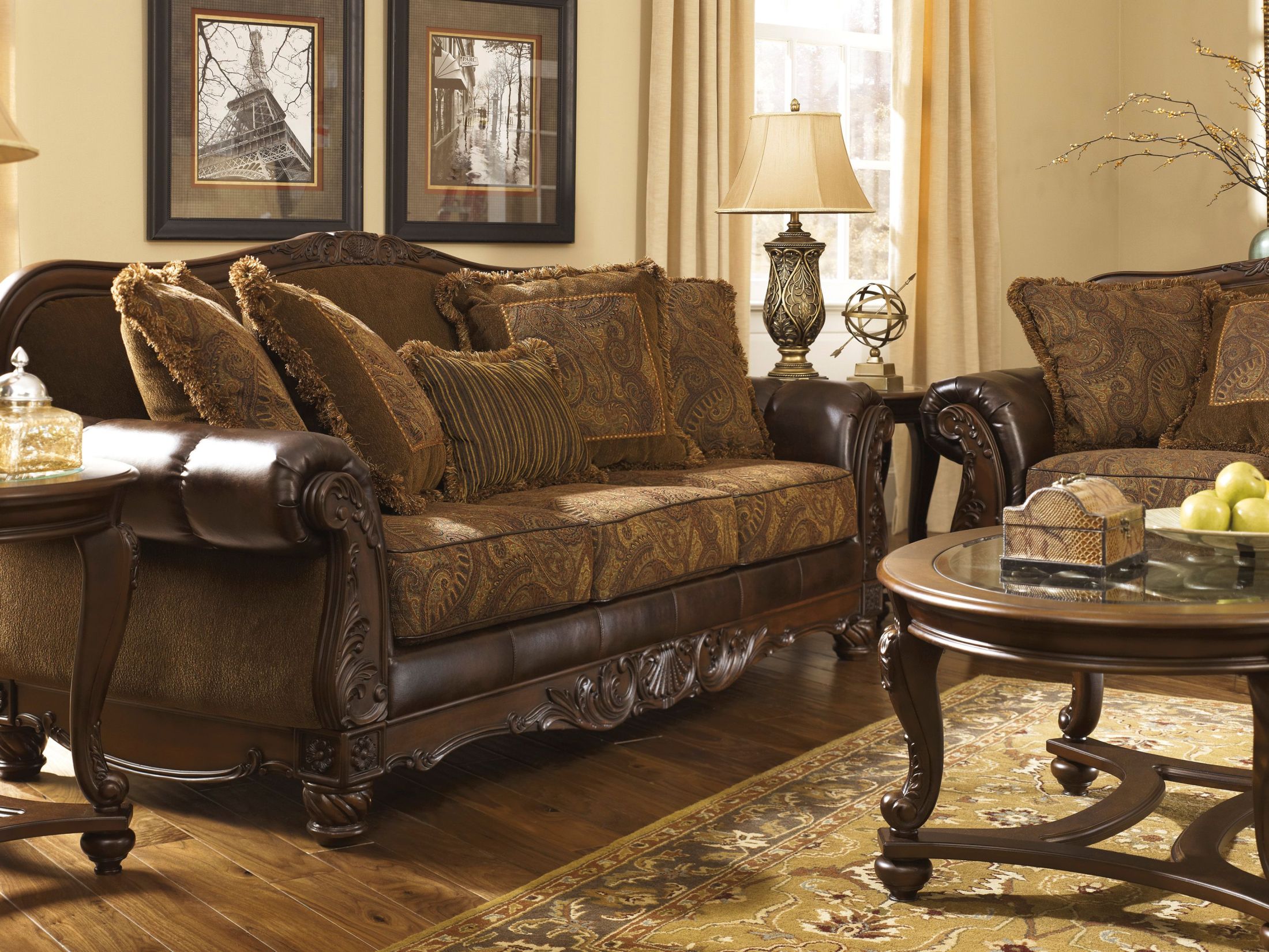 Fresco Durablend Antique Sofa Chair Living Room Set 1stopbedrooms Fresco Durablend Antique Sofa Chair Living Room Set A Gallery 3