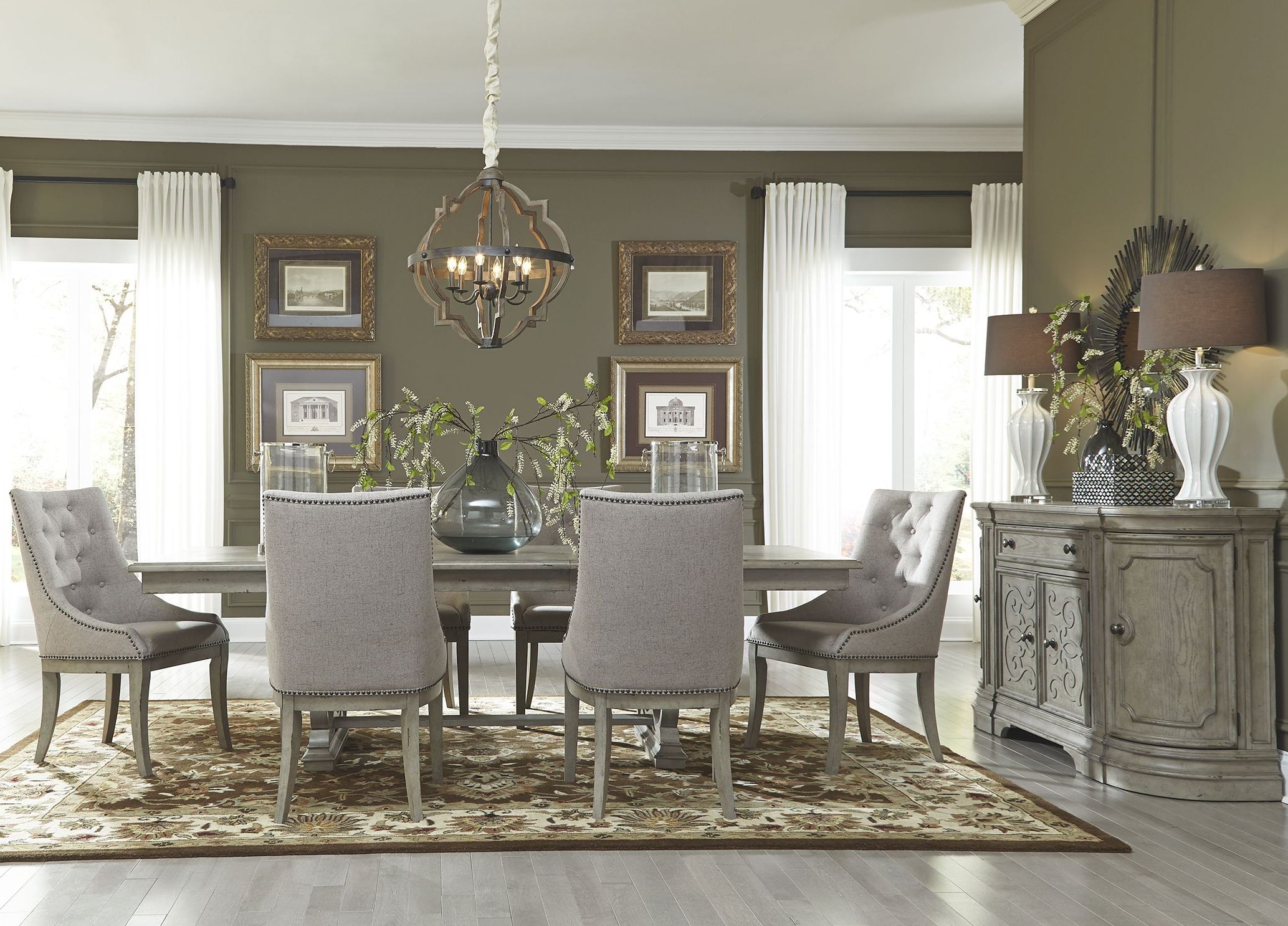 Liberty Grand Estates Gray Taupe Trestle Dining Room Set Grand Estates Gray Taupe Trestle Dining Room Set Media Gallery 1