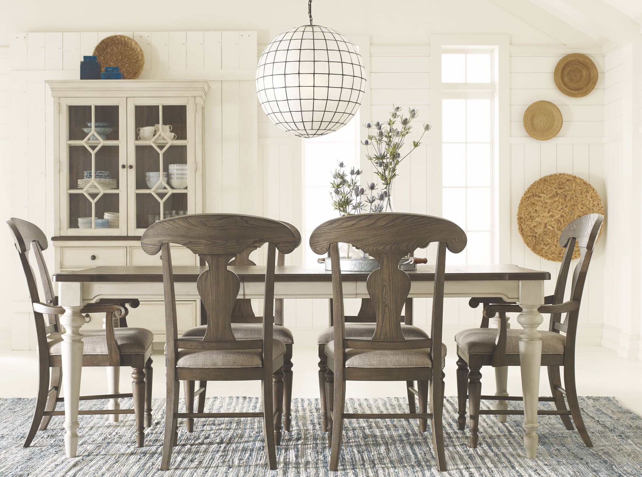 Brookhaven Vintage Linen and Rustic Dark Elm Extendable Leg Dining Room Set by Legacy Classic