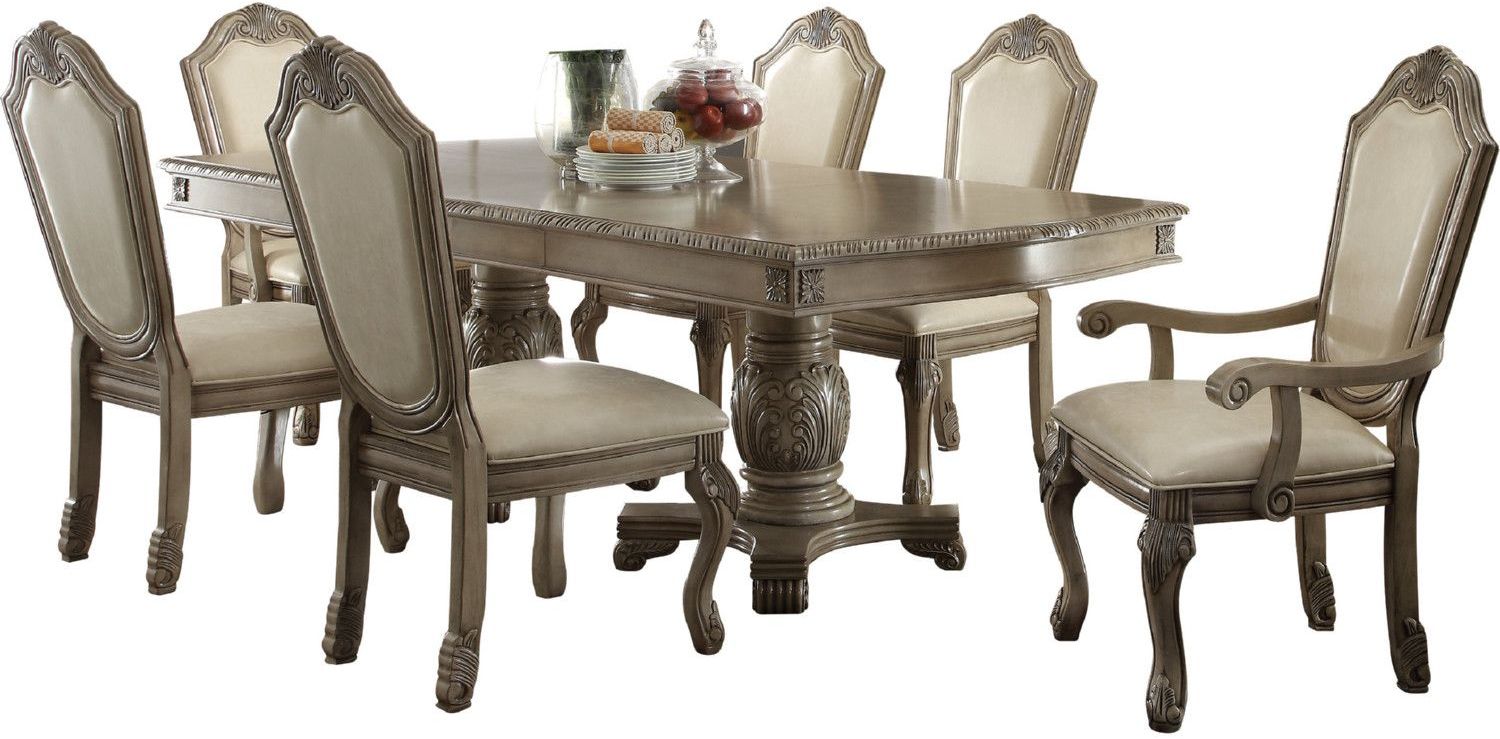 Chateau De Ville Antique White Extendable Double Pedestal ...