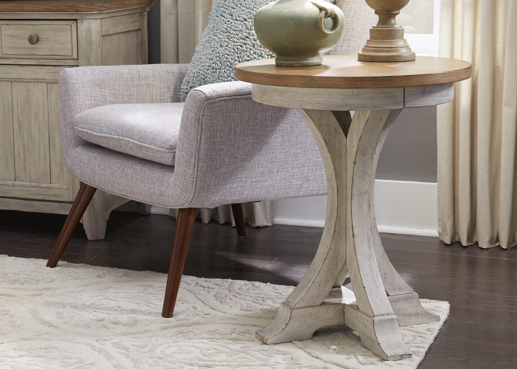 farmhouse reimagined antique white round chair side table