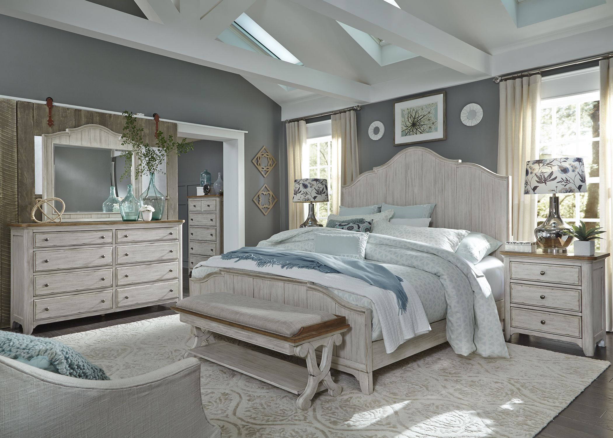 Farmhouse Reimagined Antique White Bed Bench 1StopBedrooms
