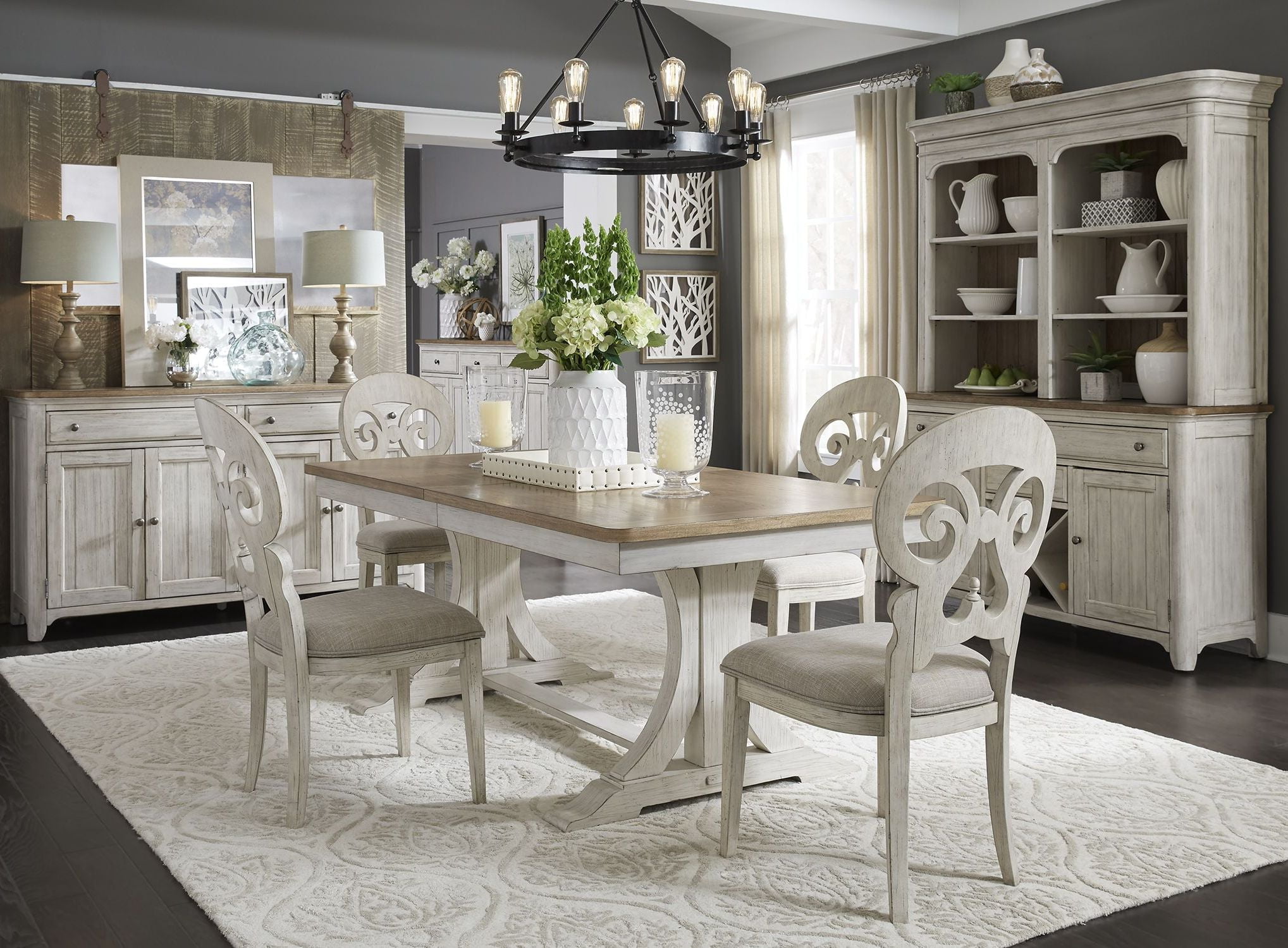 Farmhouse Reimagined Antique White Buffet with Hutch ...