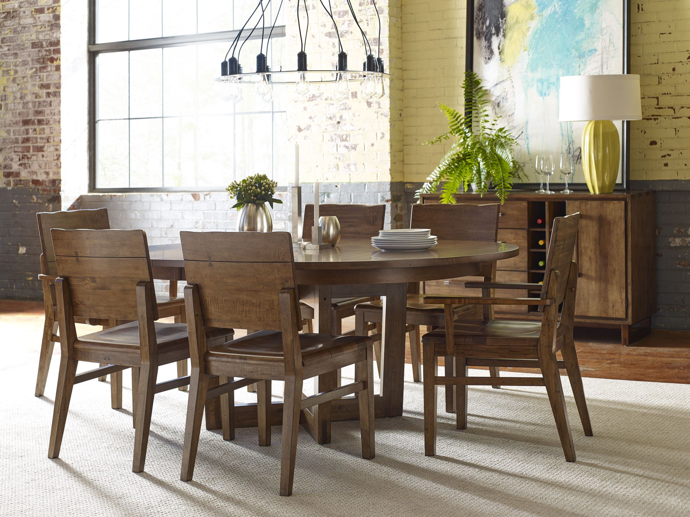 Traverse Brown 54" Drop Leaf Round Dining Room Set ...