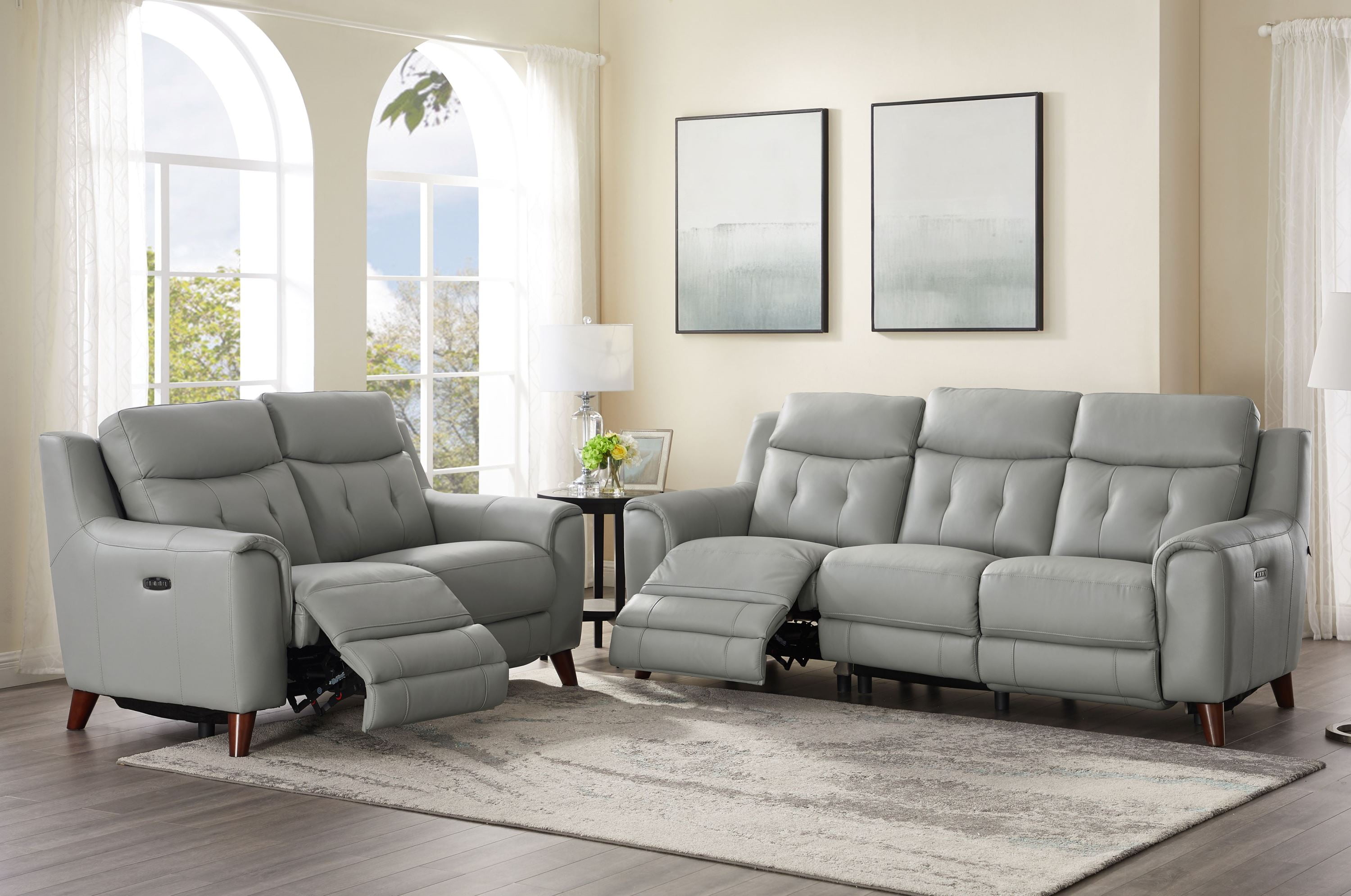 bennato cream leather power reclining sofa