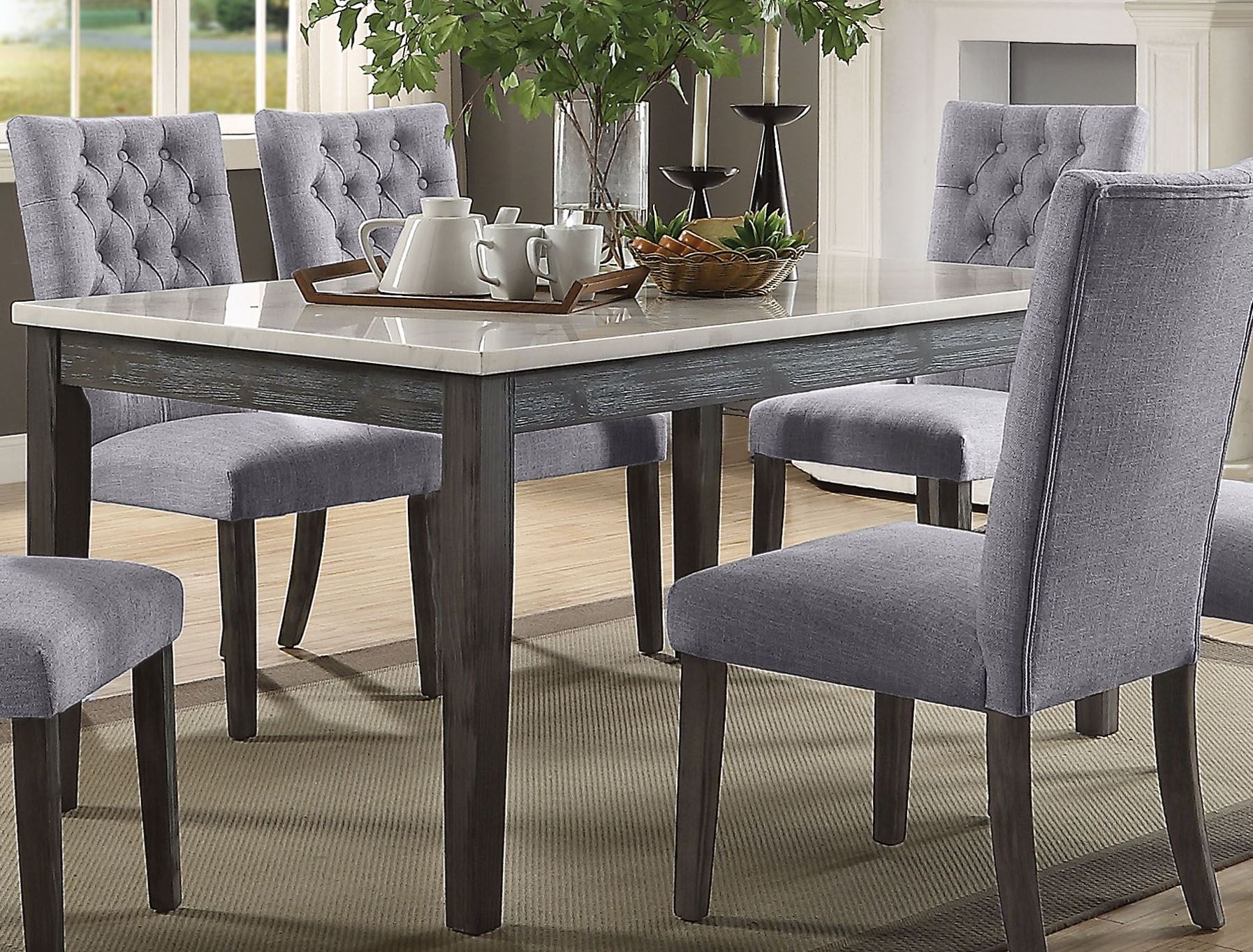 grey oak dining table and chairs