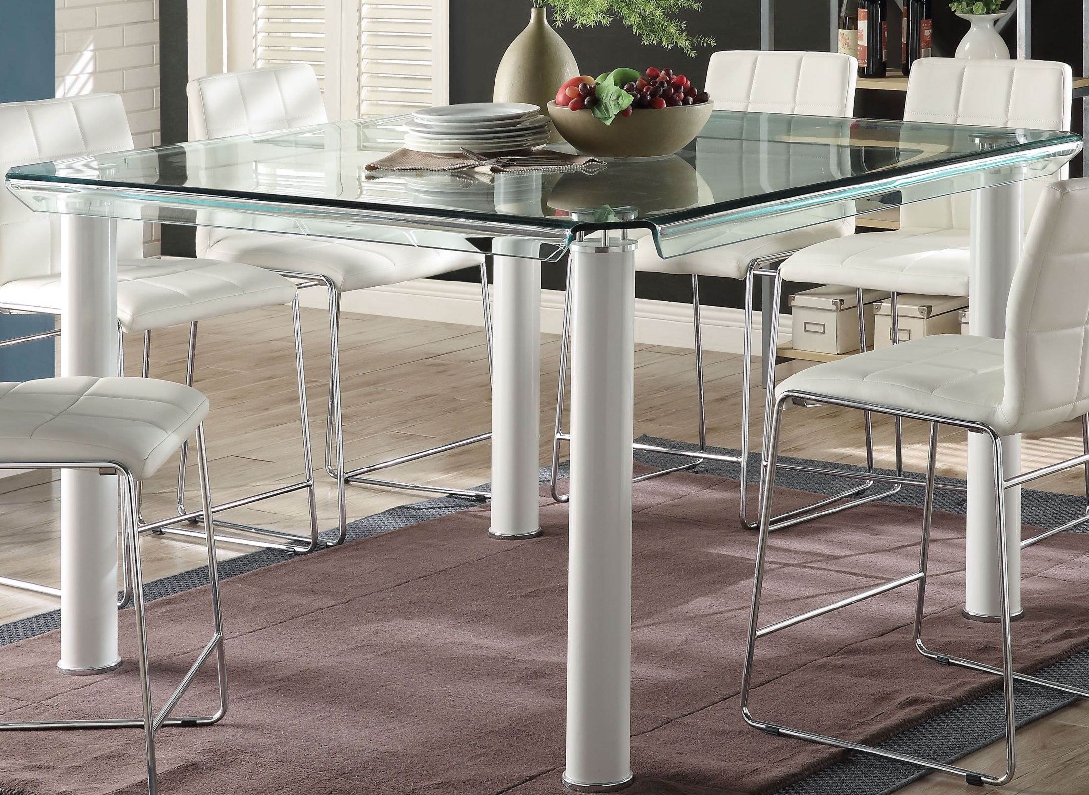 Gordie White and Clear Glass Top Counter Height Dining ... (2200 x 1607 Pixel)
