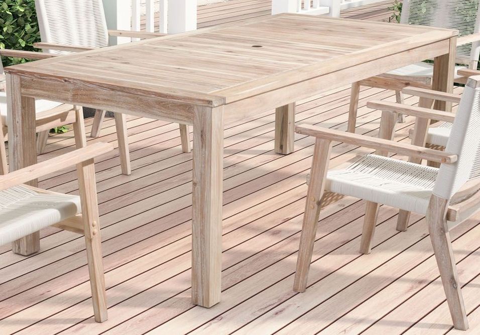 Zuo Modern South Port White Wash Dining Room Set Collection Outdoor Dining Table