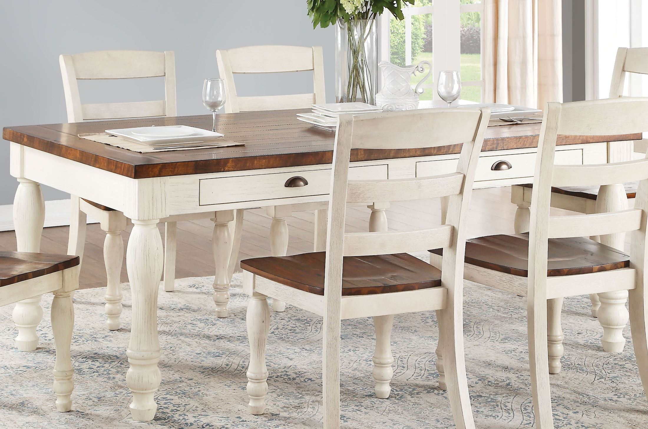 Britta Walnut And White Washed Dining Table 1stopbedrooms