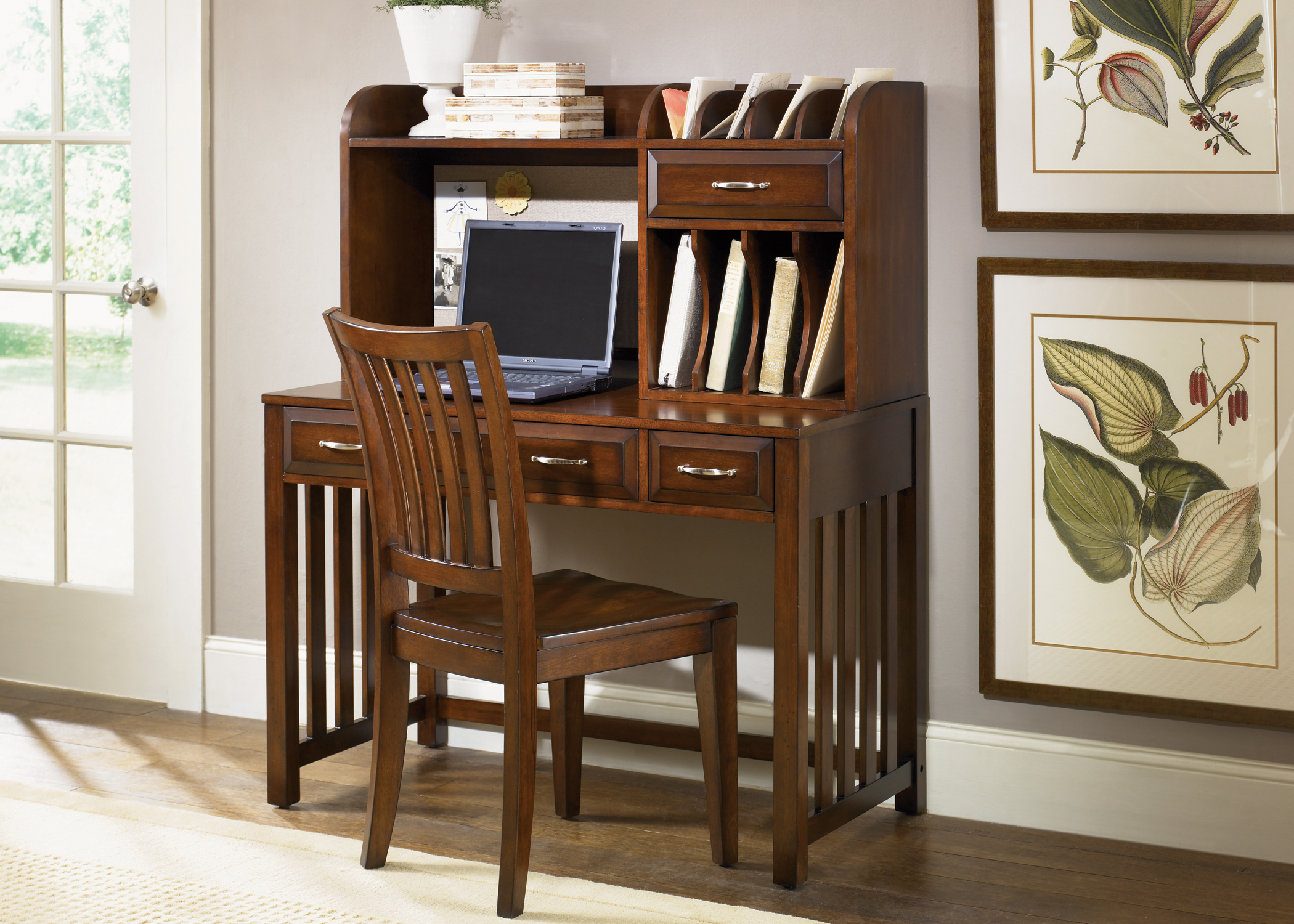 Hampton Bay Cherry Writing Desk With Hutch