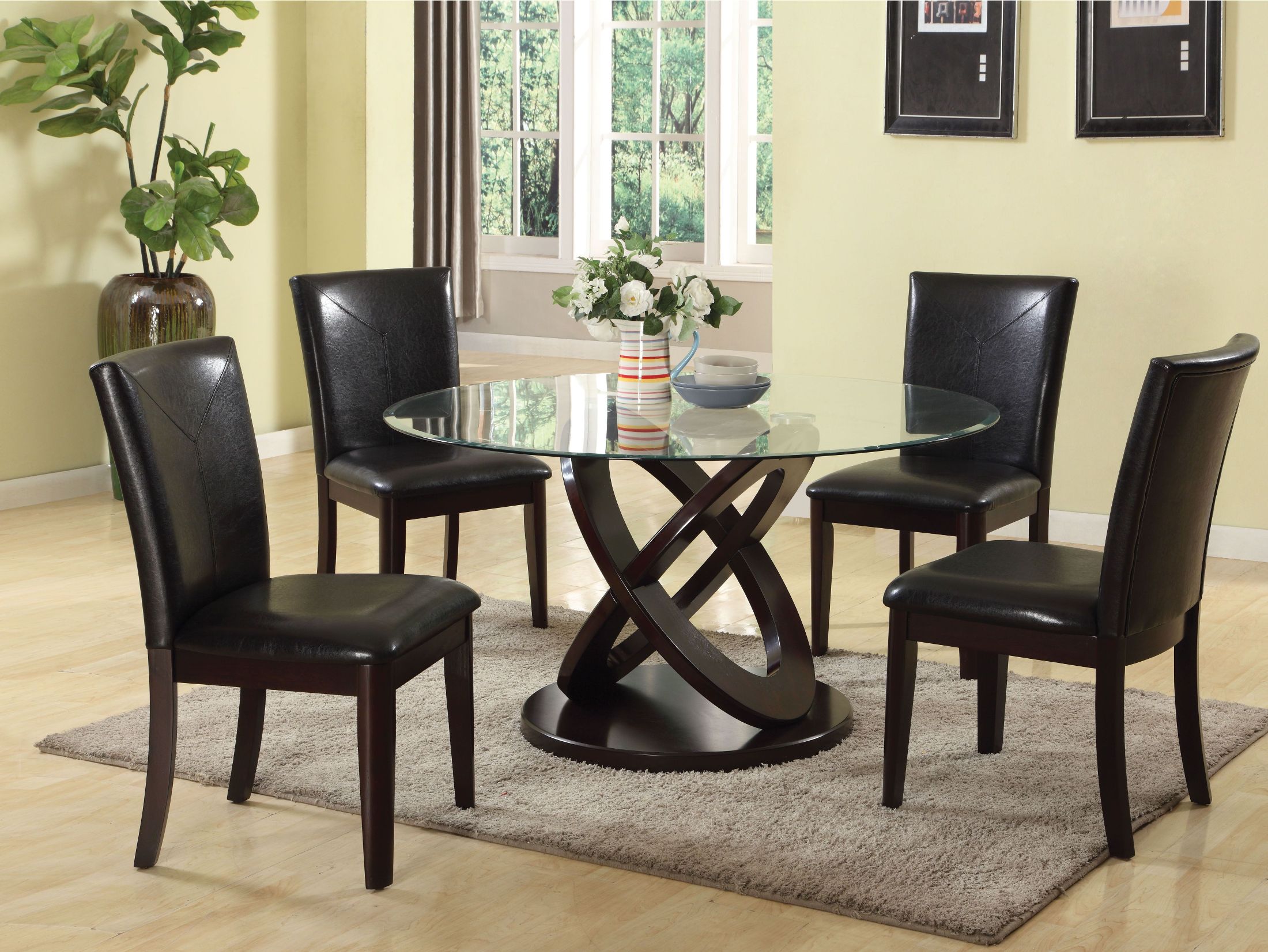 ACME Gable Espresso And Clear Glass Dining Room Set Gable