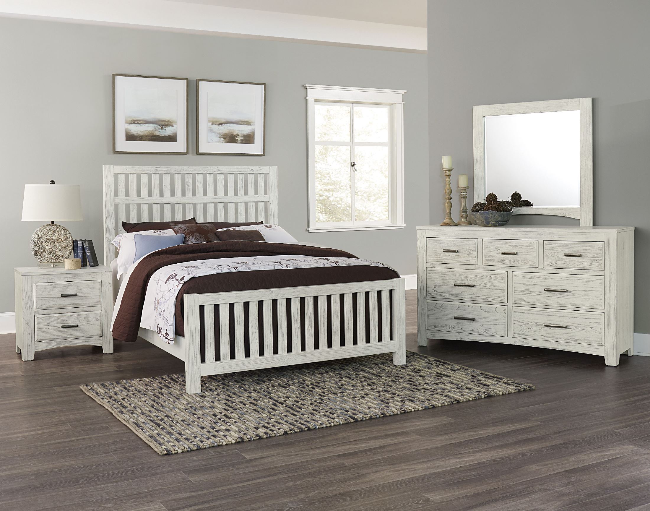 Cottage Too Weathered White Slat Bedroom Set