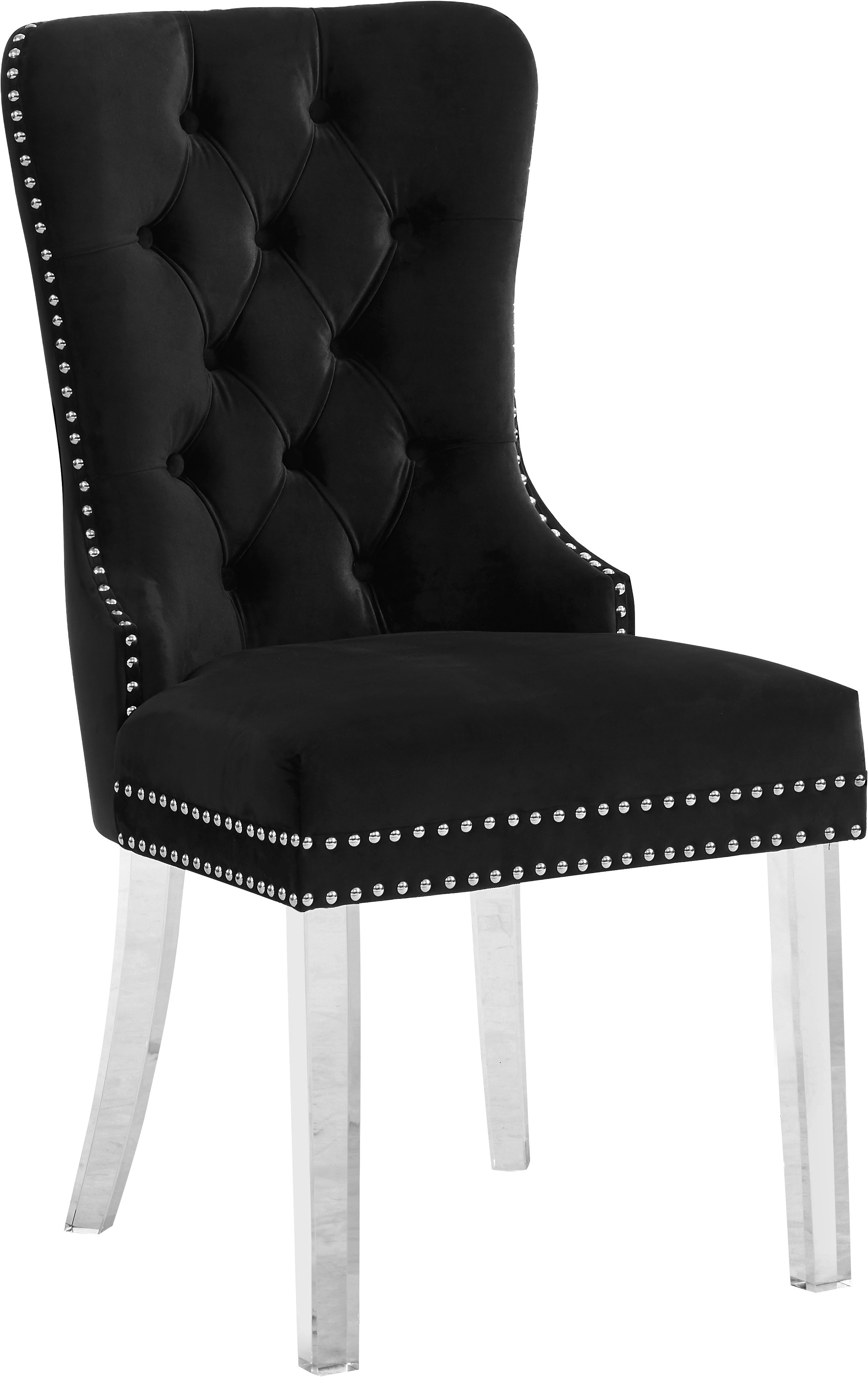 Meridian Furniture Miley Velvet Dining Chair in Black 746Black-C Set of