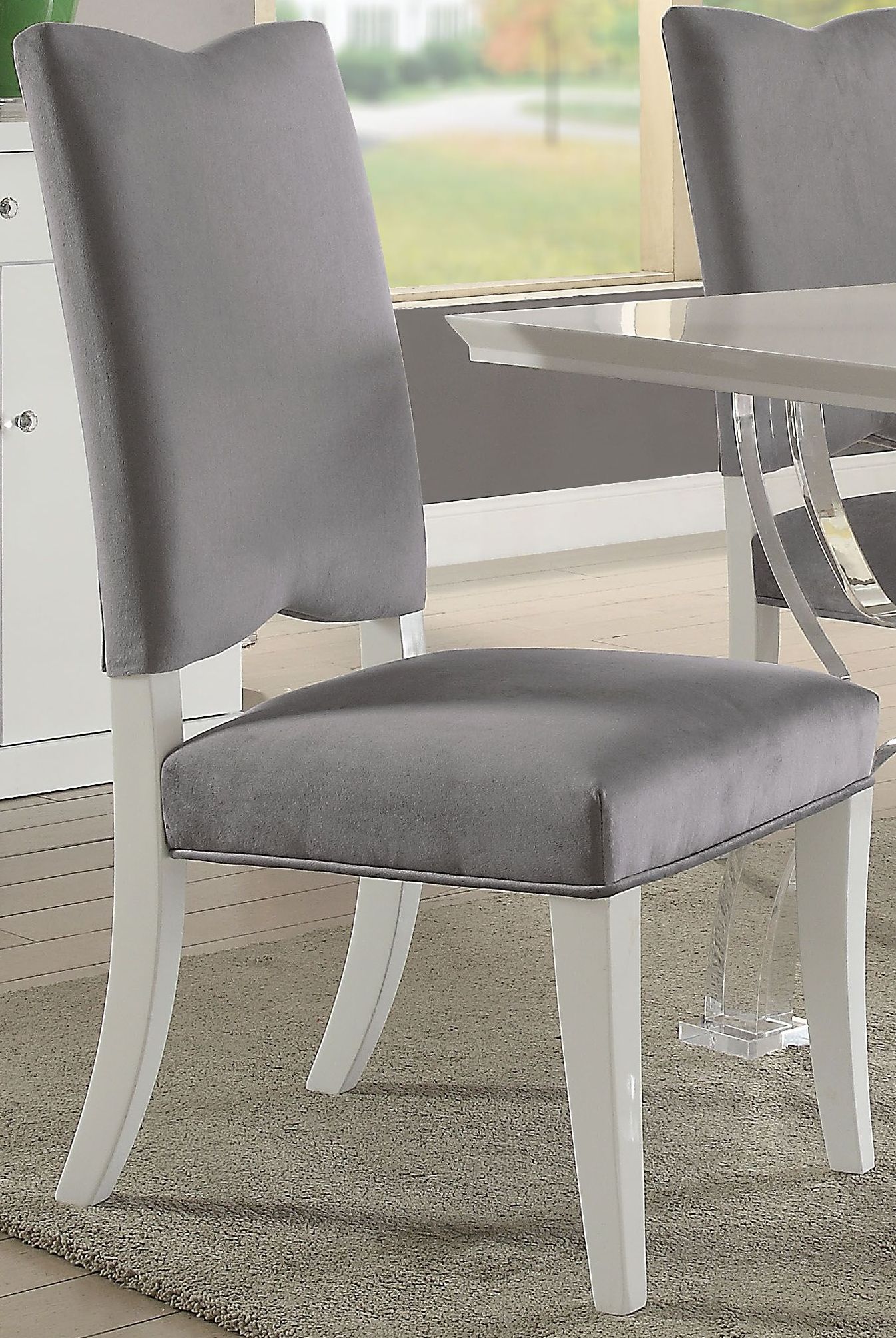 Martinus High Gloss White and Clear Acrylic Dining Room ...
