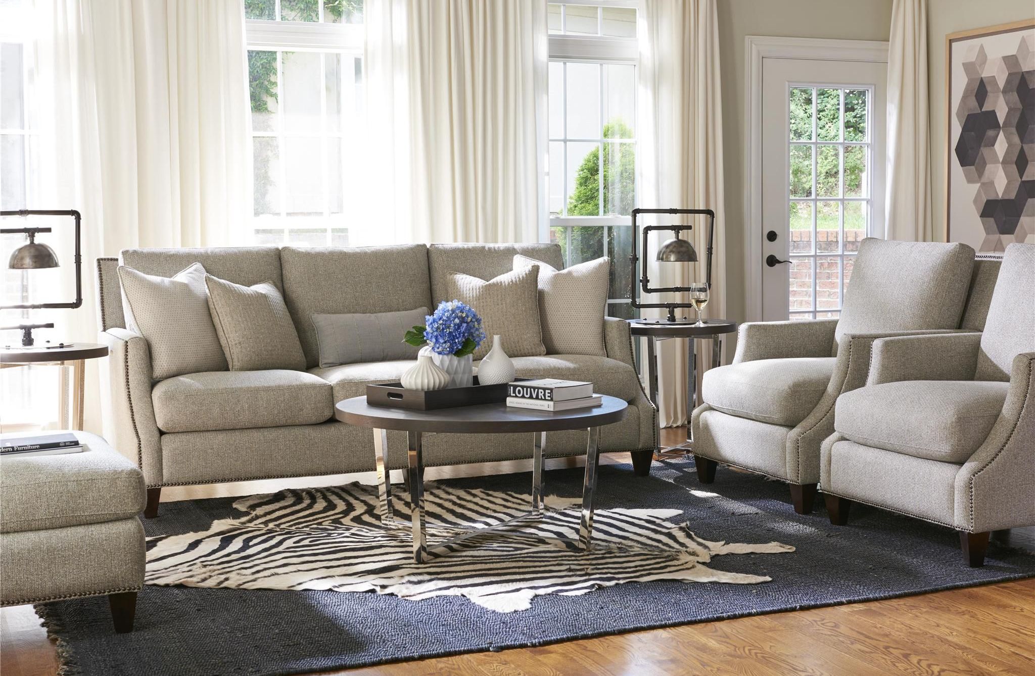 chrome living room table set