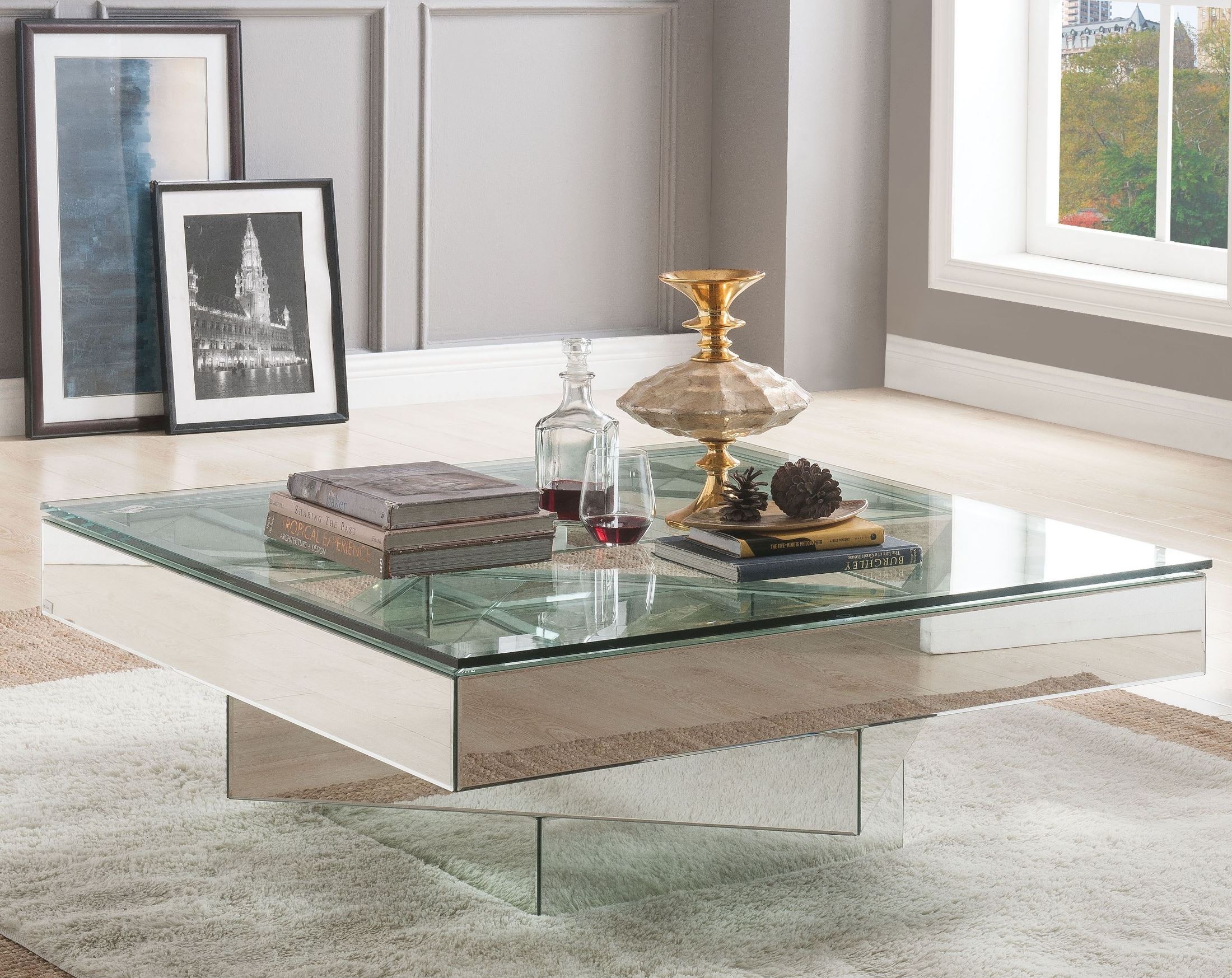 Unique Mirrored Coffee Table for Small Space