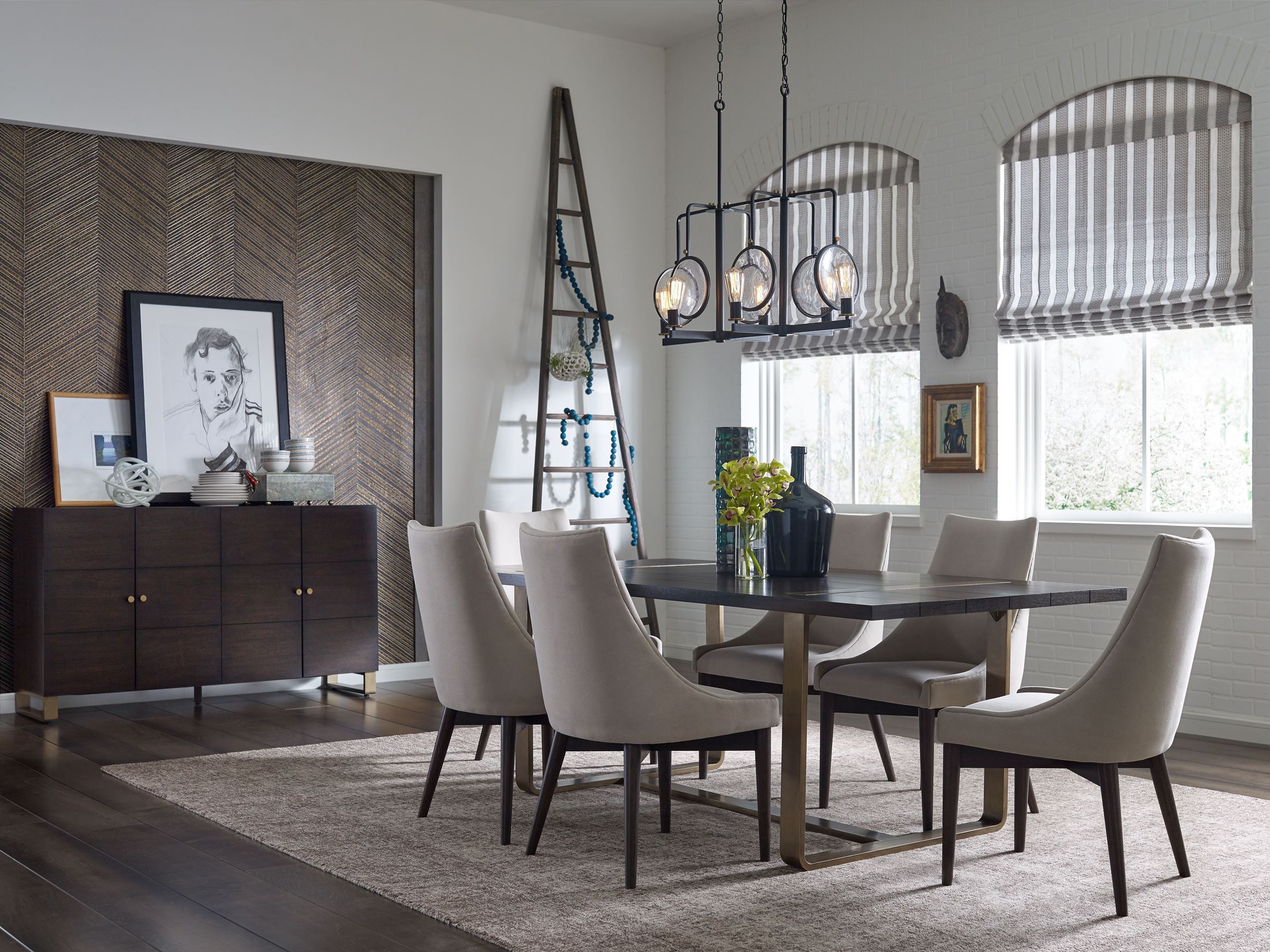 Austin Barton Rectangular Metal Accents Dining Room Set