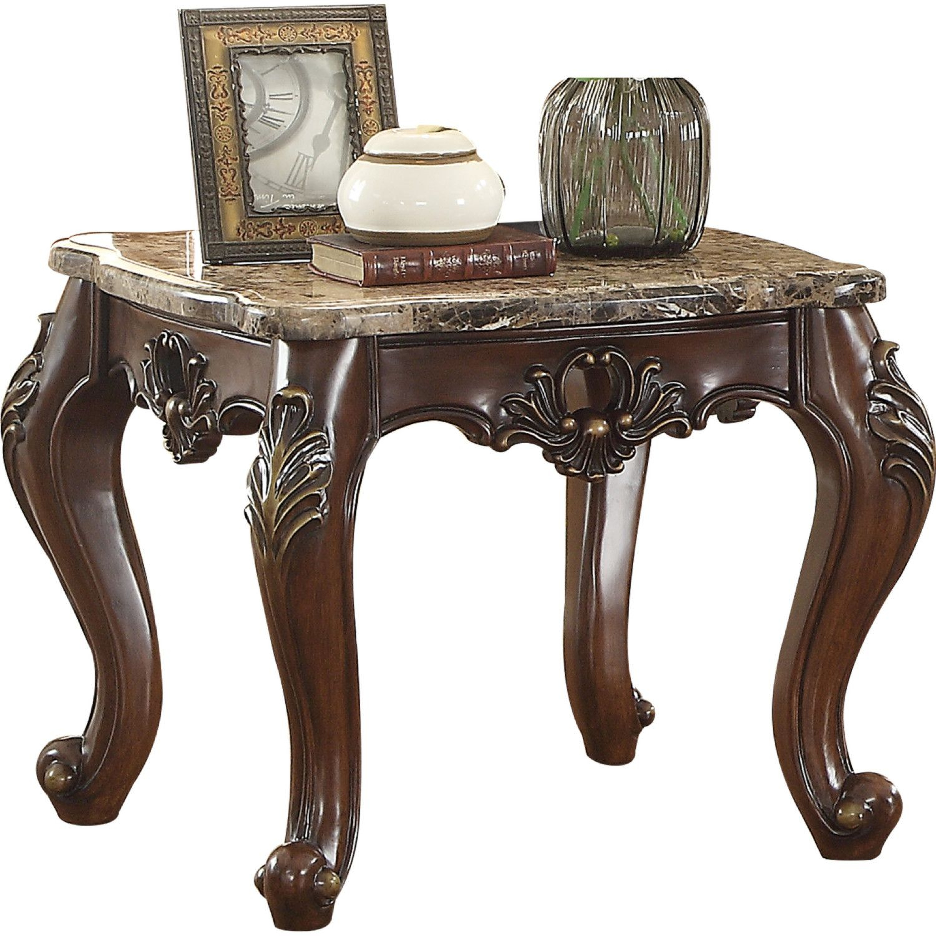Devayne Marble and Dark Walnut End Table 1StopBedrooms.