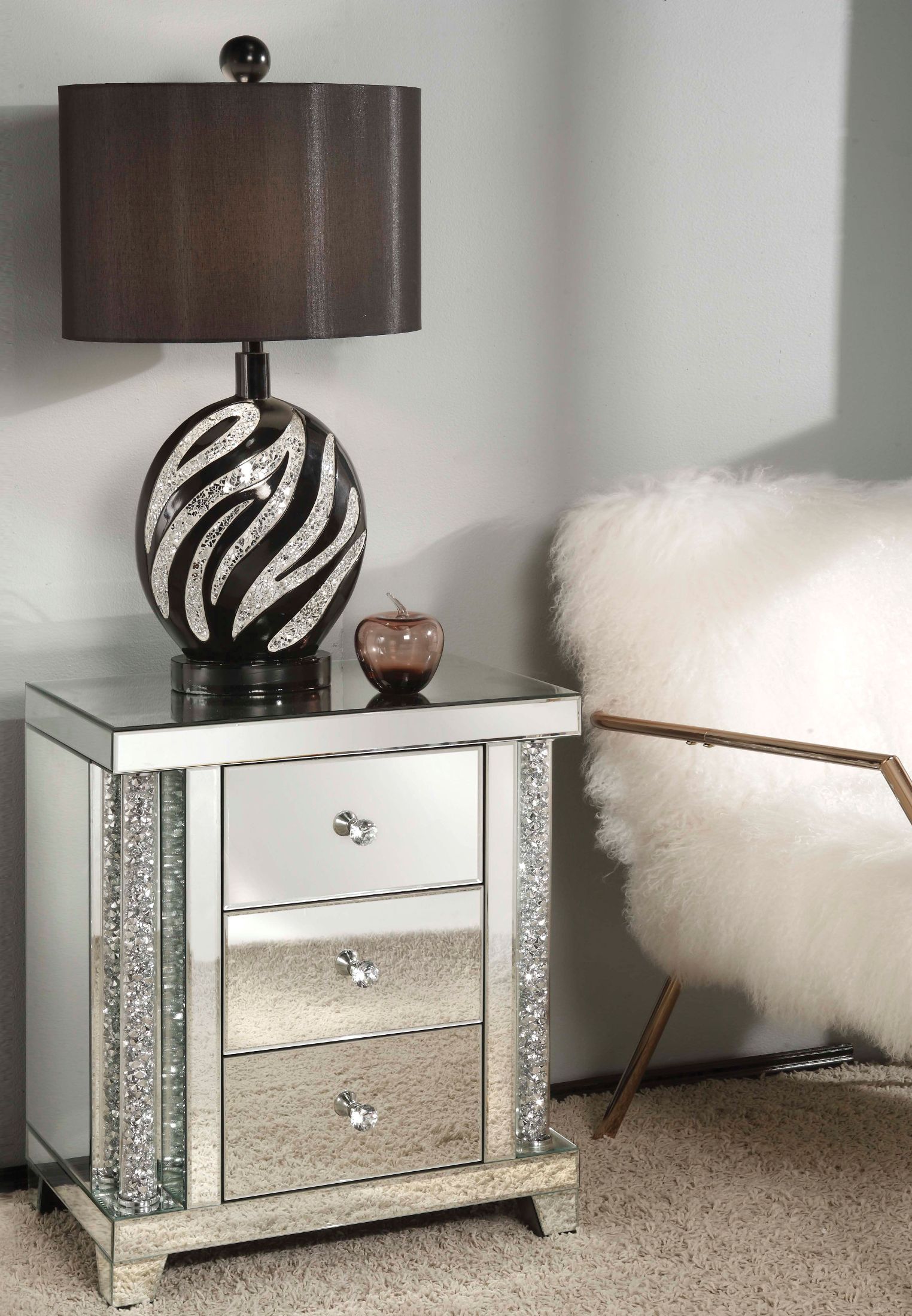 Noralie Mirrored Drawer End Table 1StopBedrooms.