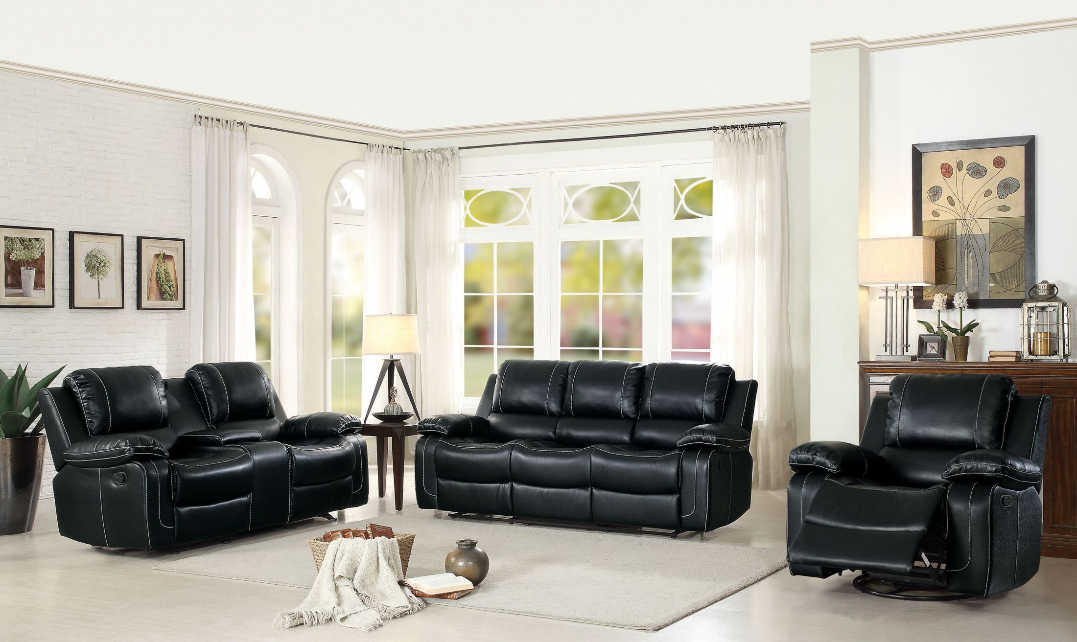oriole black double reclining living room set