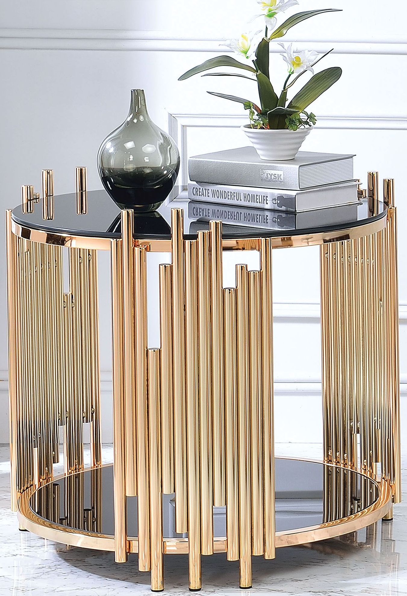 Tanquin Gold and Black Glass Occasional Table Set 1StopBedrooms.