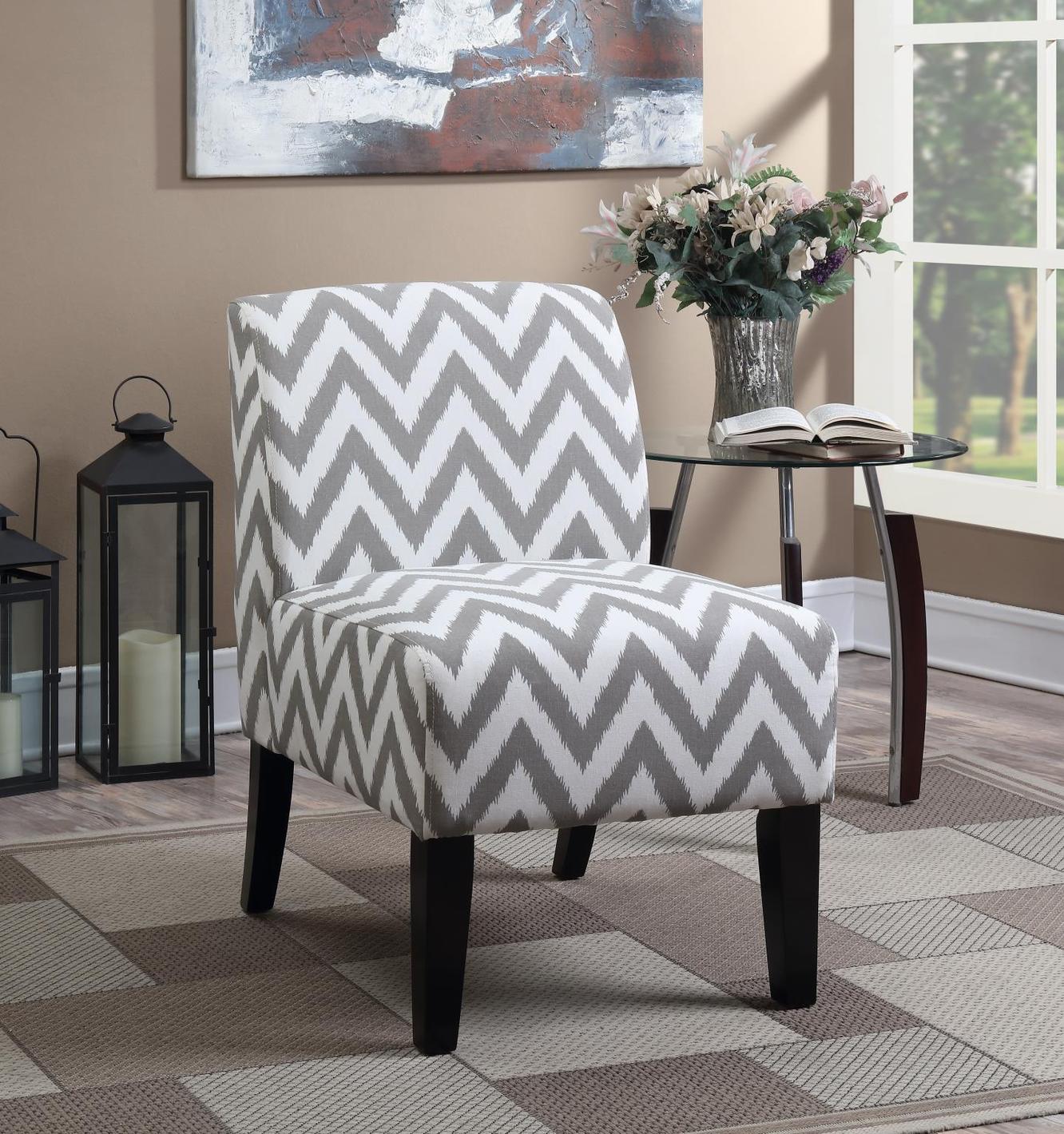 Parma Gray Chevron Slipper Accent Chair - 1StopBedrooms.
