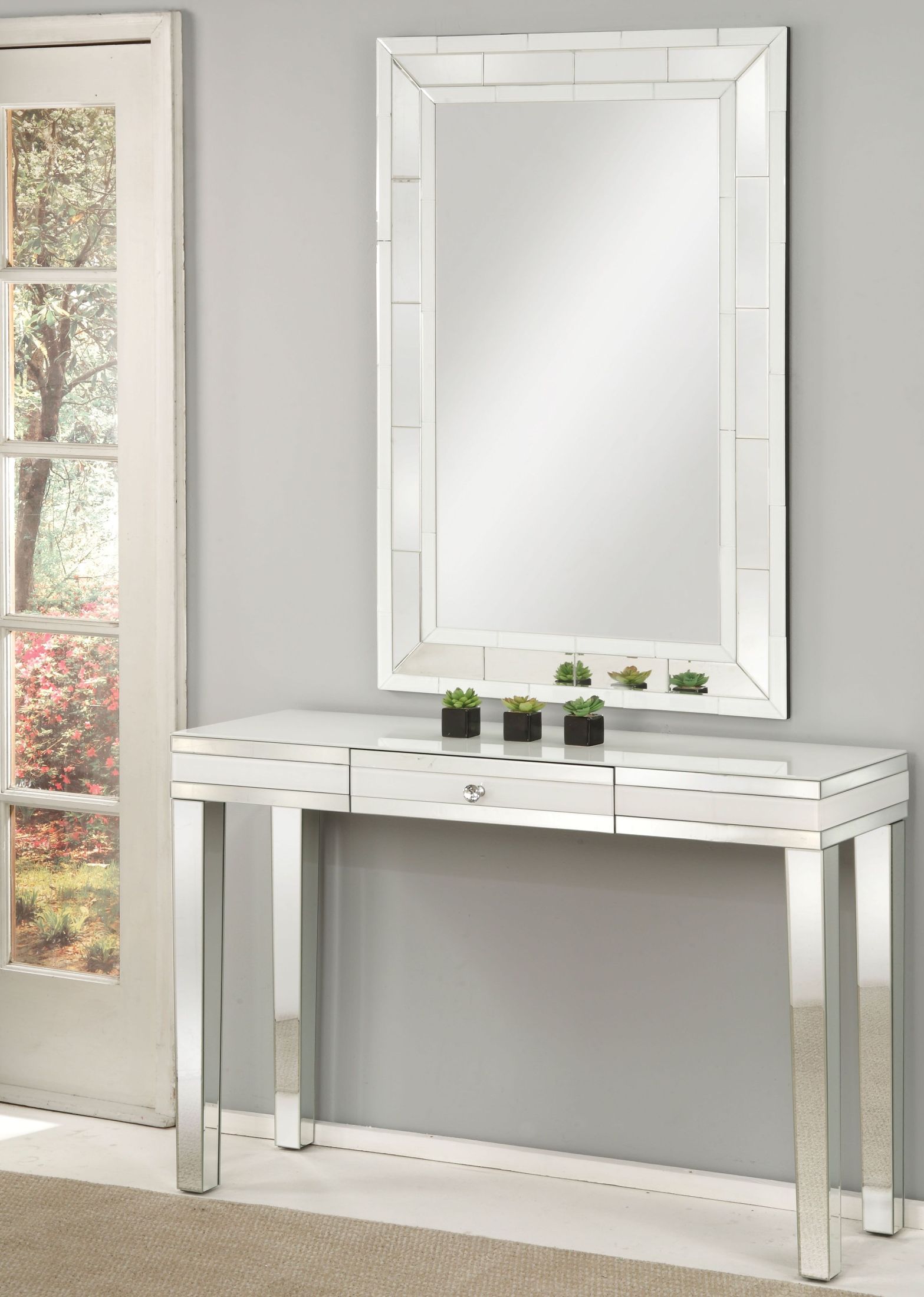 Nerissa Mirrored 1 Drawer Console Table - 1StopBedrooms.