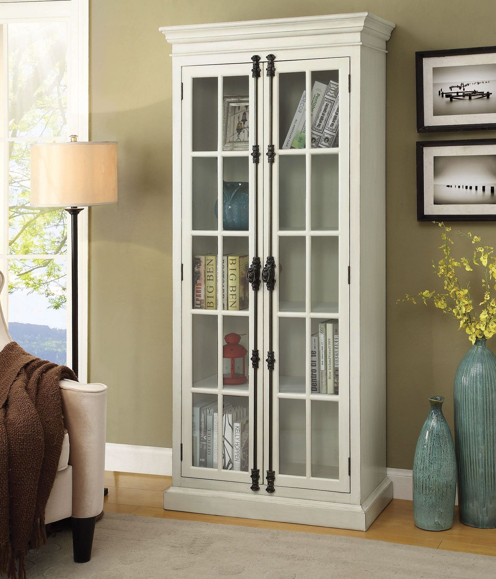 Antique White Curio Cabinet 1stopbedrooms
